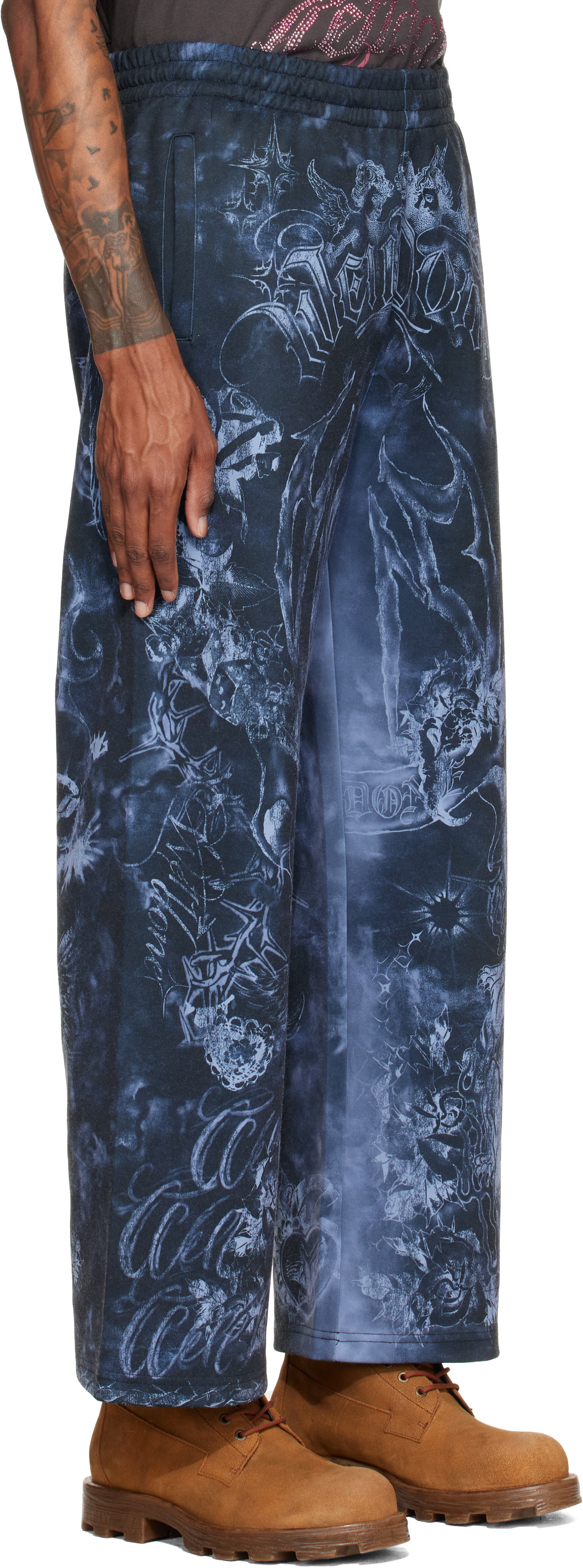 We11done - Gray Tattoo Printed Sweatpants