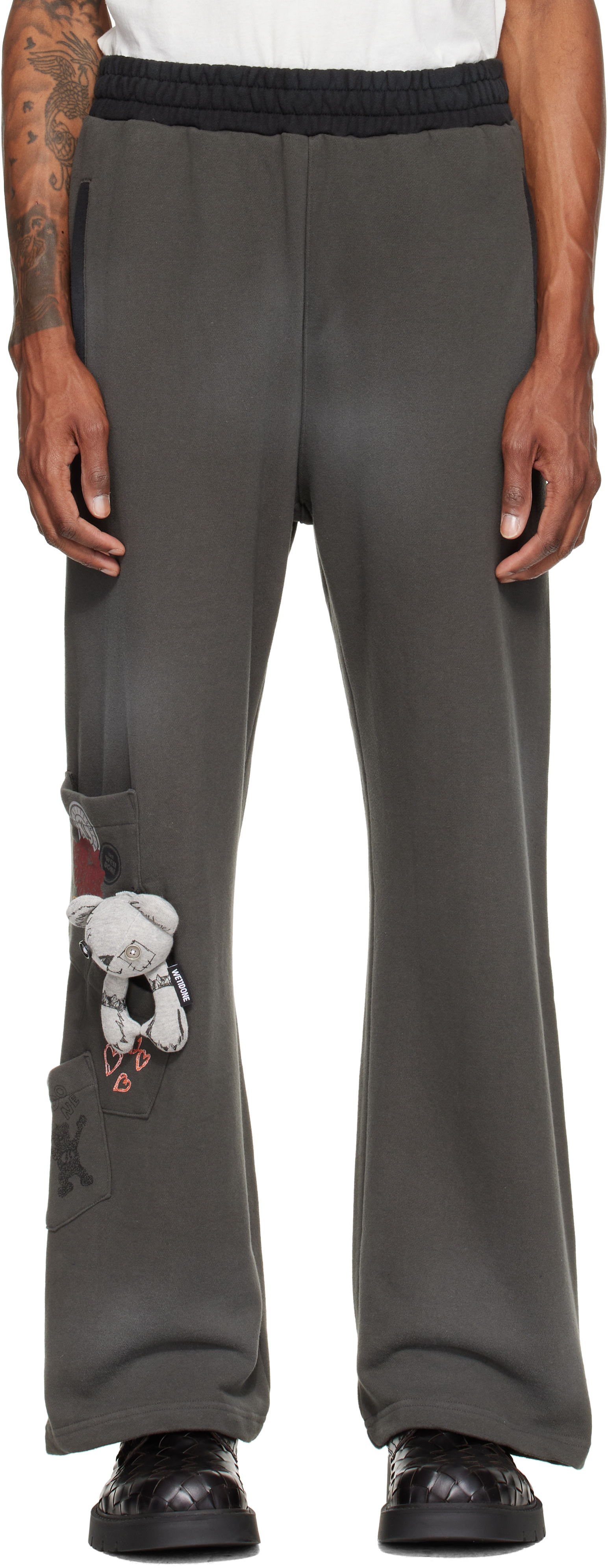 We11done - Gray Washed Doodle Teddy Sweatpants