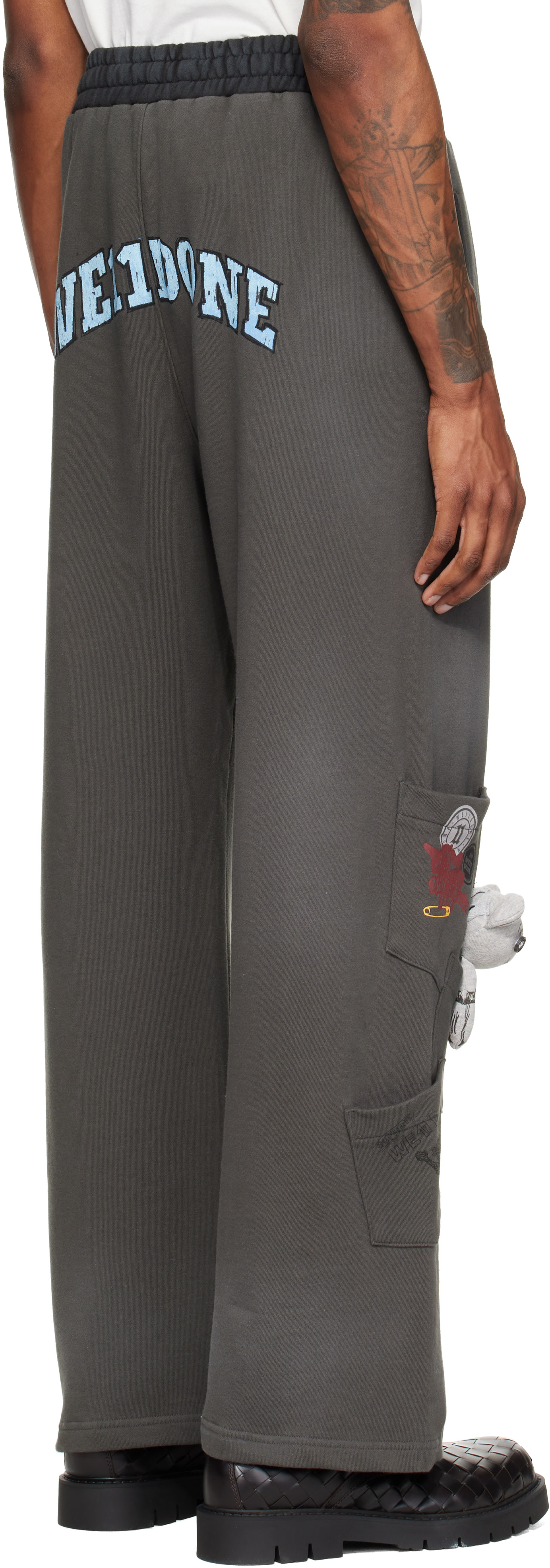 We11done - Gray Washed Doodle Teddy Sweatpants