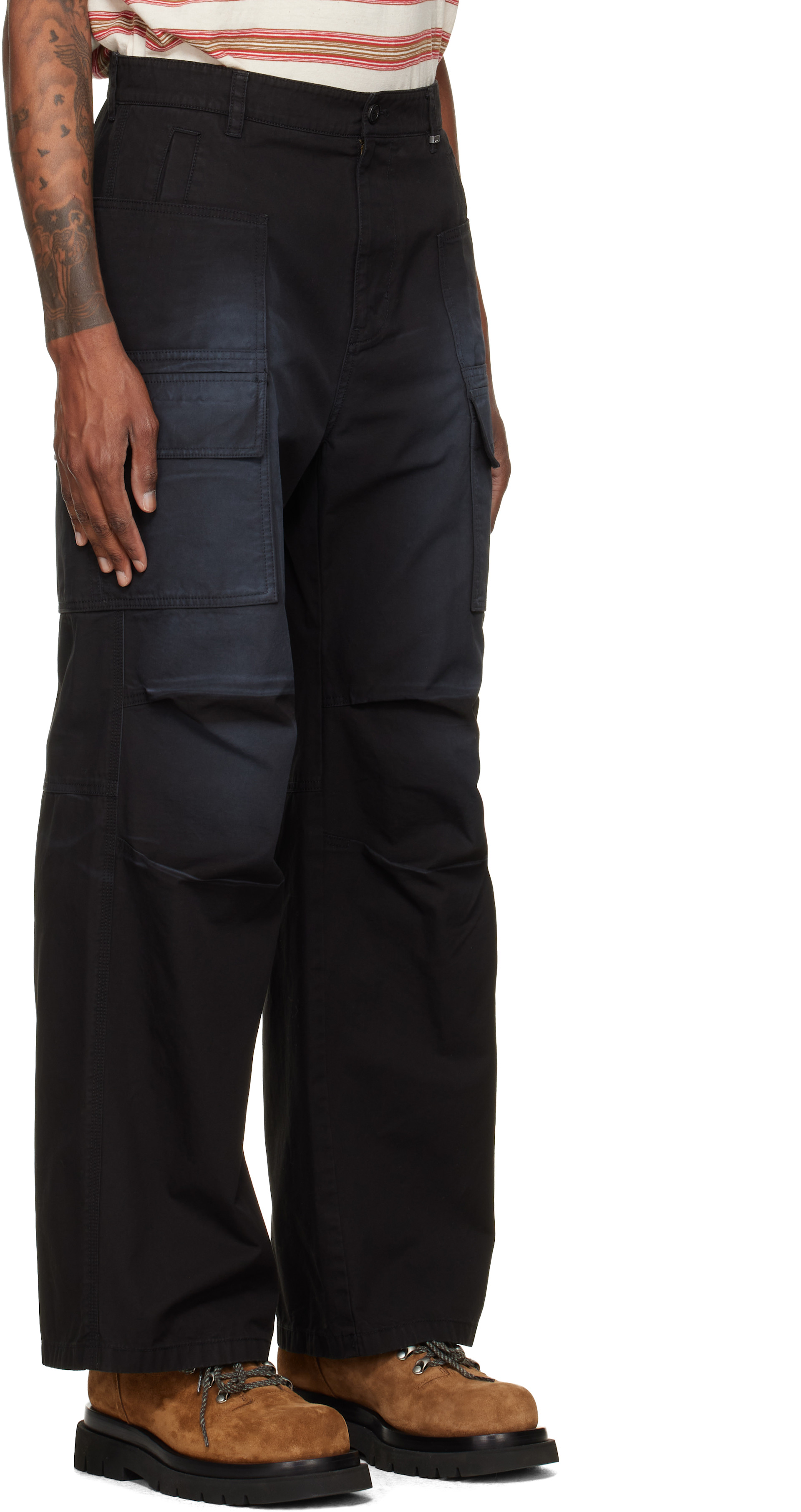 We11done - Black Washed Multi Pocket Cargo Pants