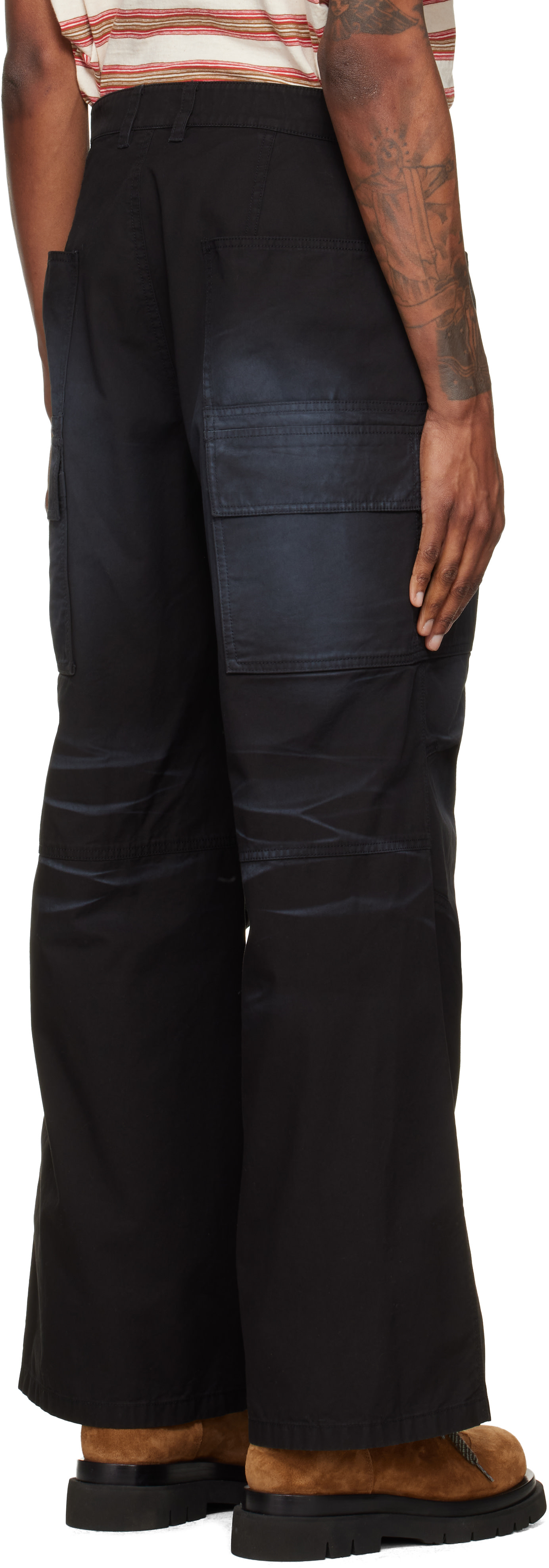 We11done - Black Washed Multi Pocket Cargo Pants