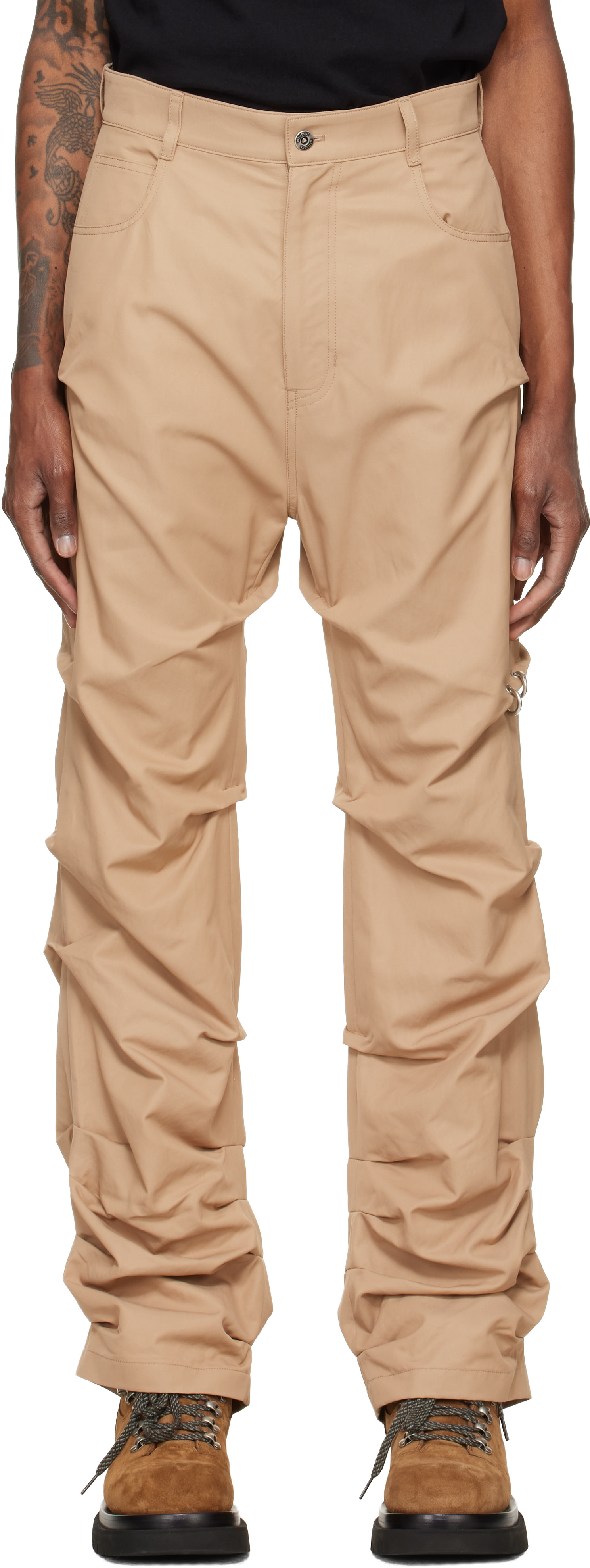 We11done - Pantalon beige à nervures