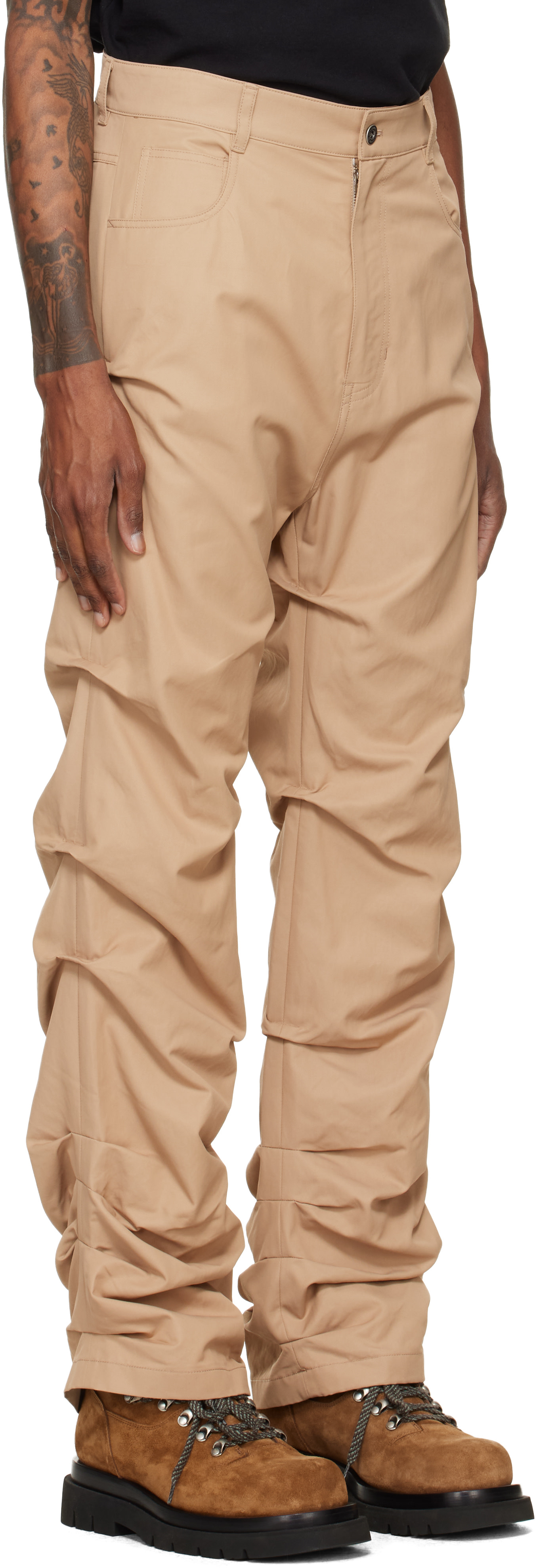 We11done - Pantalon beige à nervures