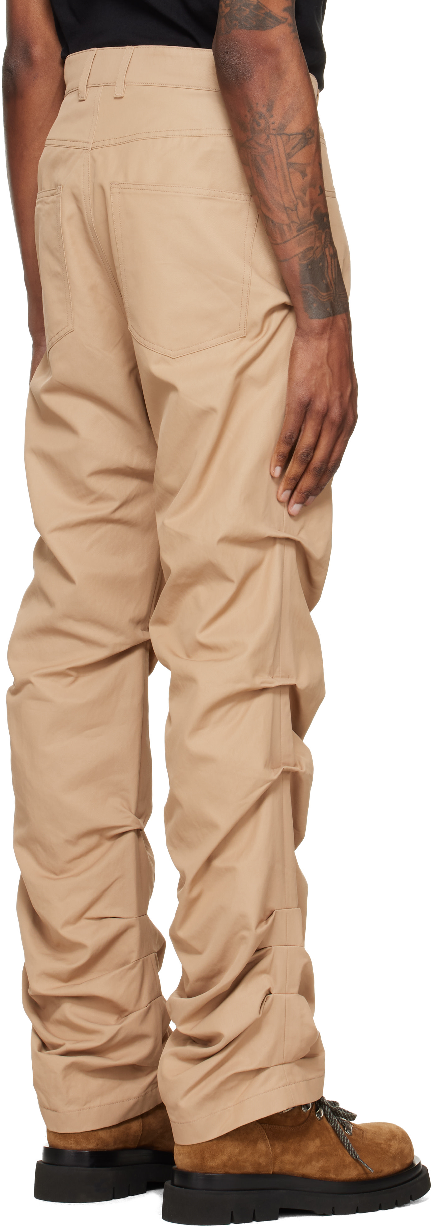 We11done - Pantalon beige à nervures