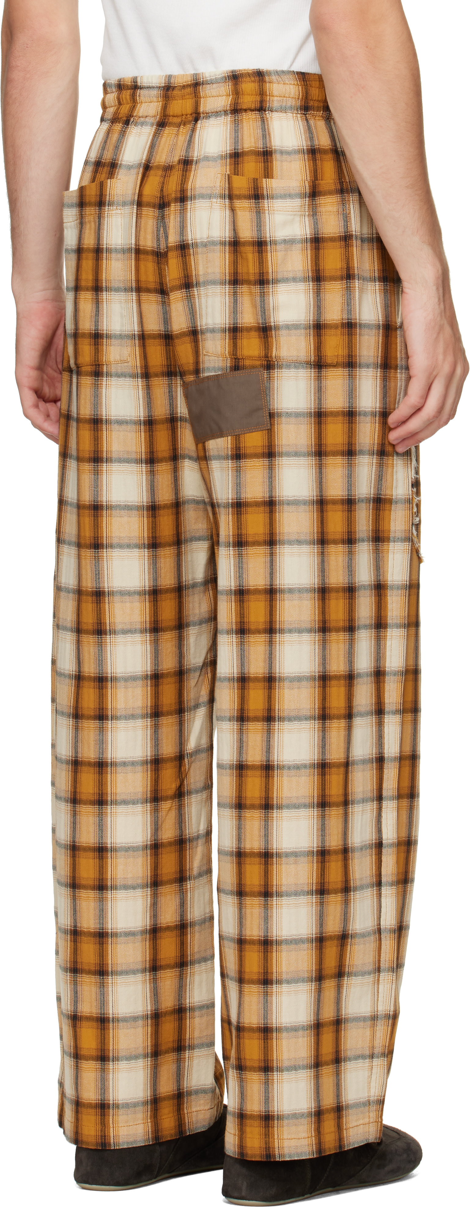 We11done - Yellow Repaired Check Trousers
