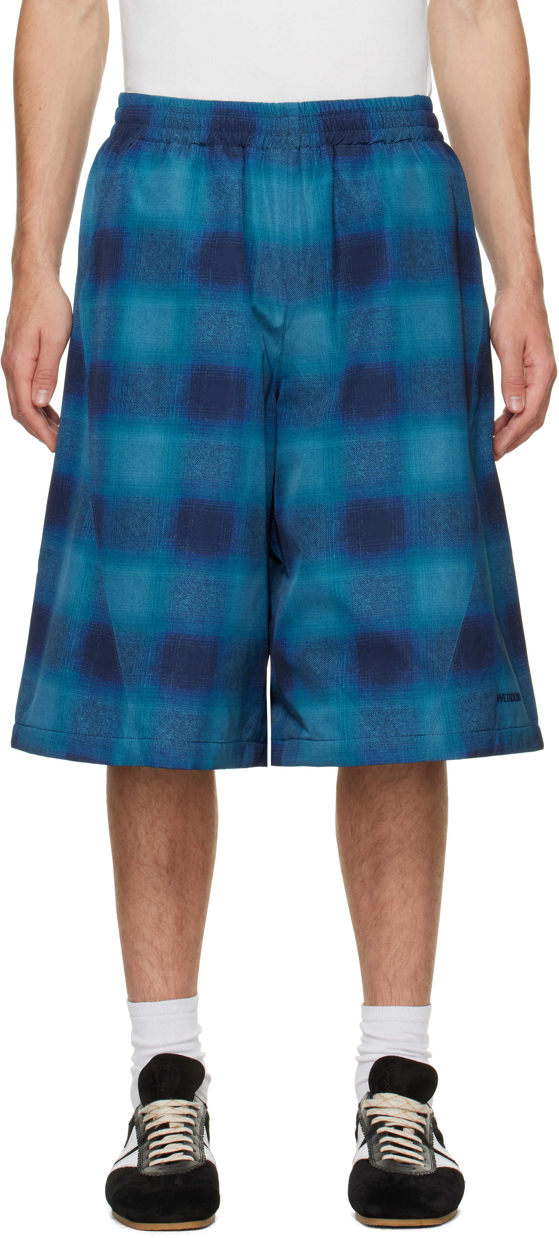 We11done - Blue Flannel Printed Bermuda Shorts