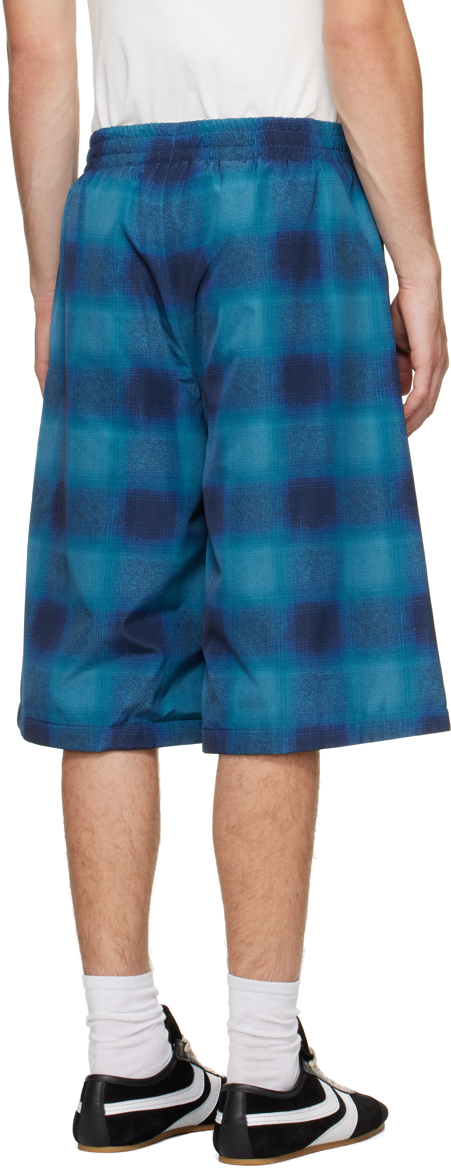 We11done - Blue Flannel Printed Bermuda Shorts