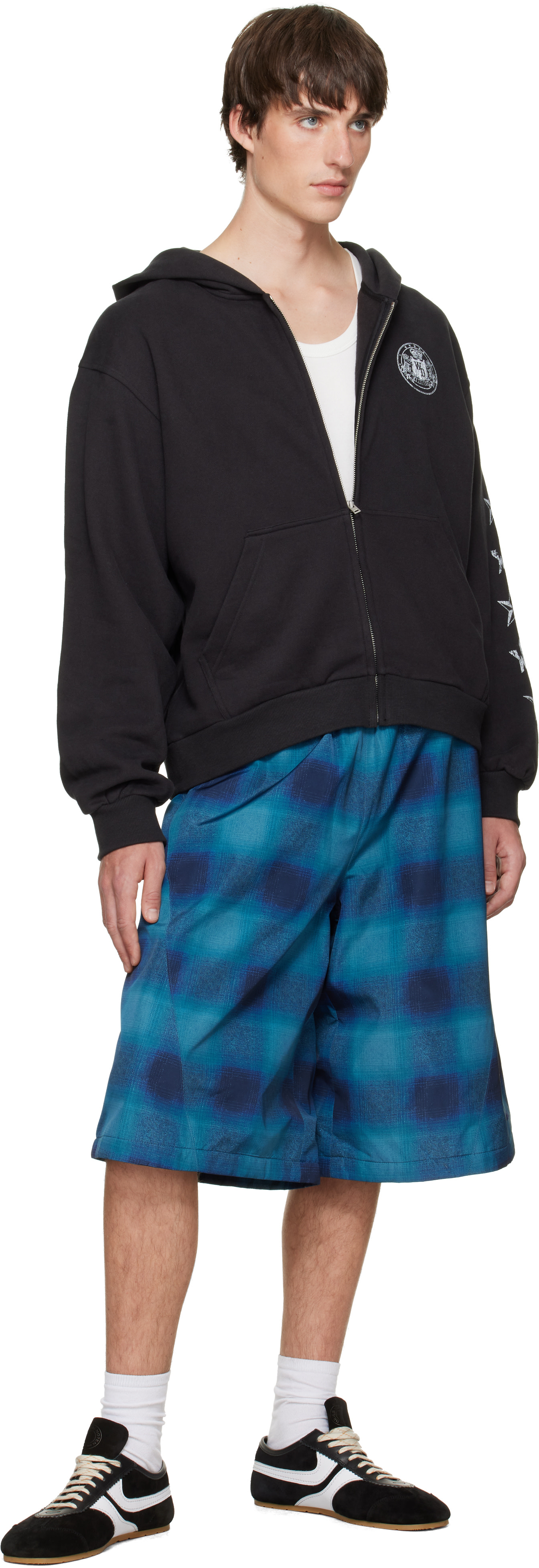 We11done - Blue Flannel Printed Bermuda Shorts