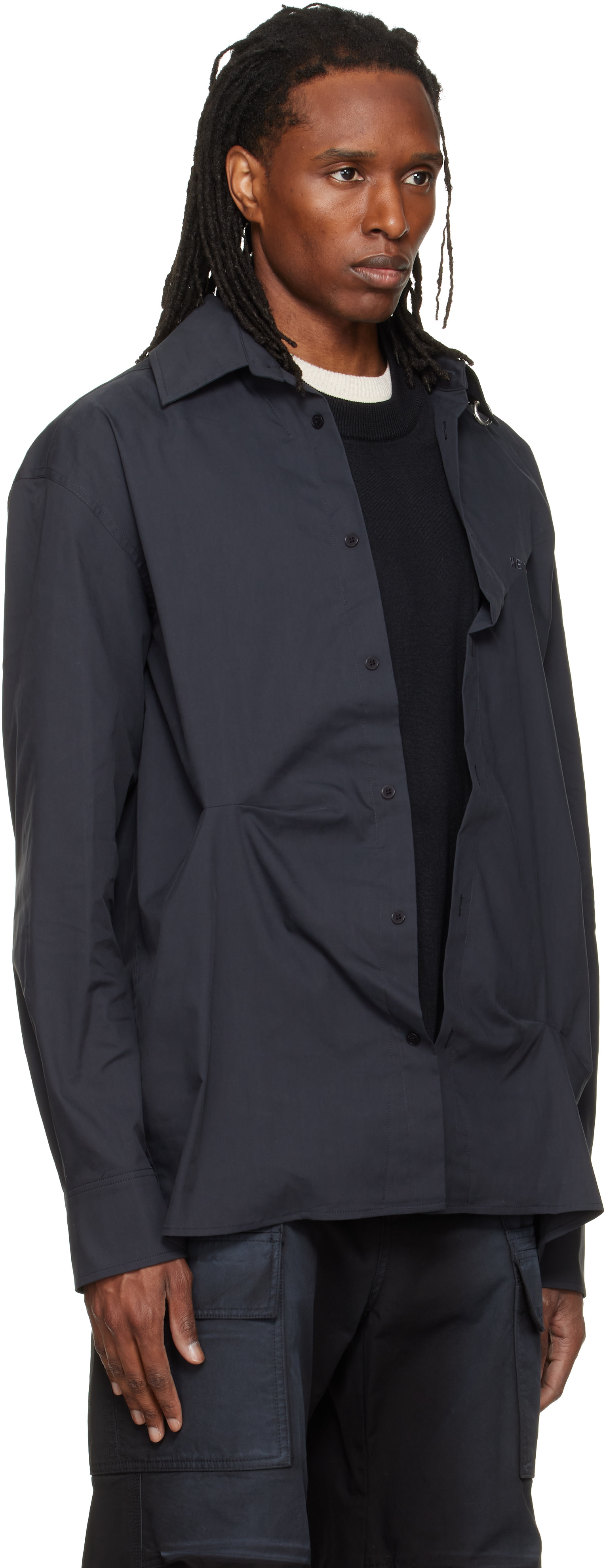 We11done - Gray Knit Layered Shirt