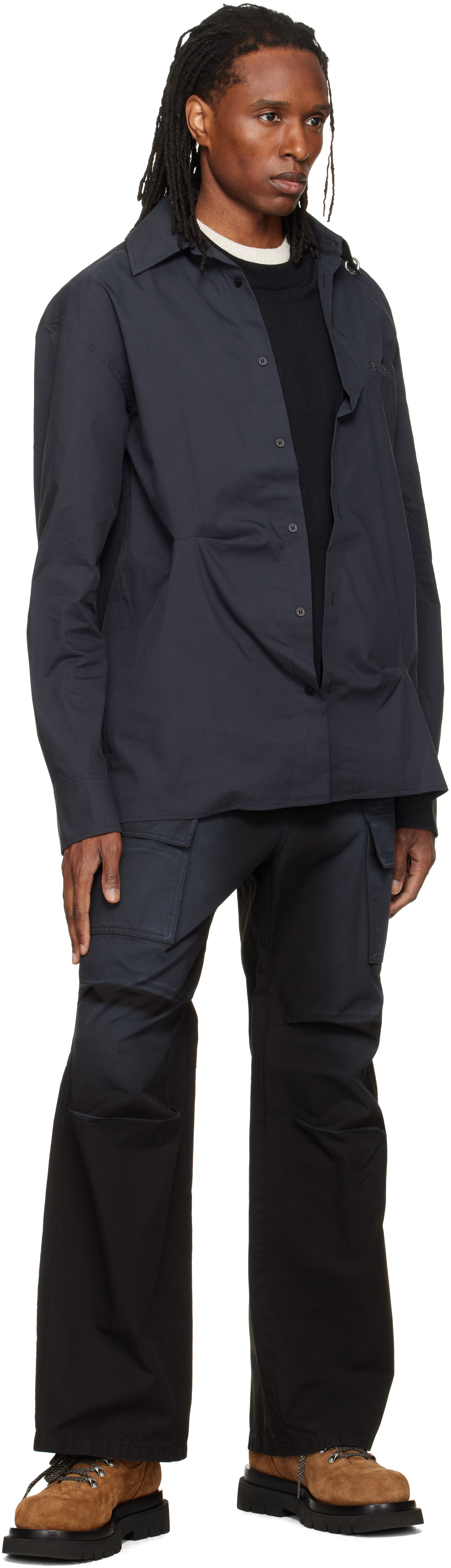 We11done - Gray Knit Layered Shirt