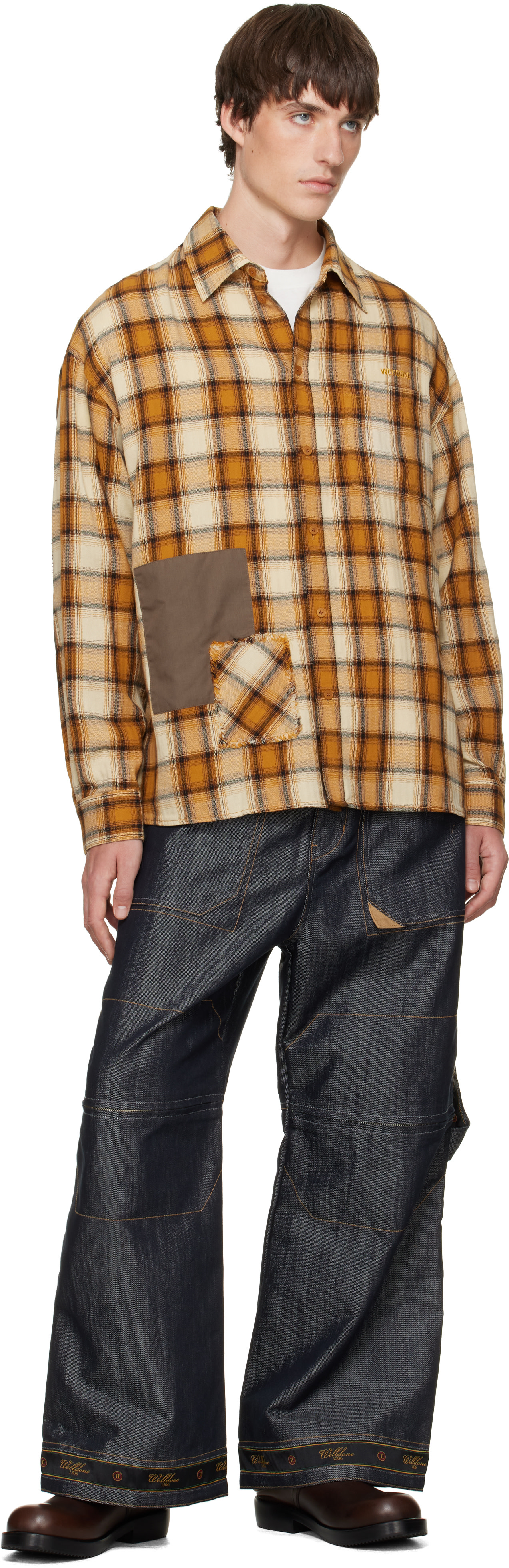 We11done - Yellow Repaired Checked Shirt