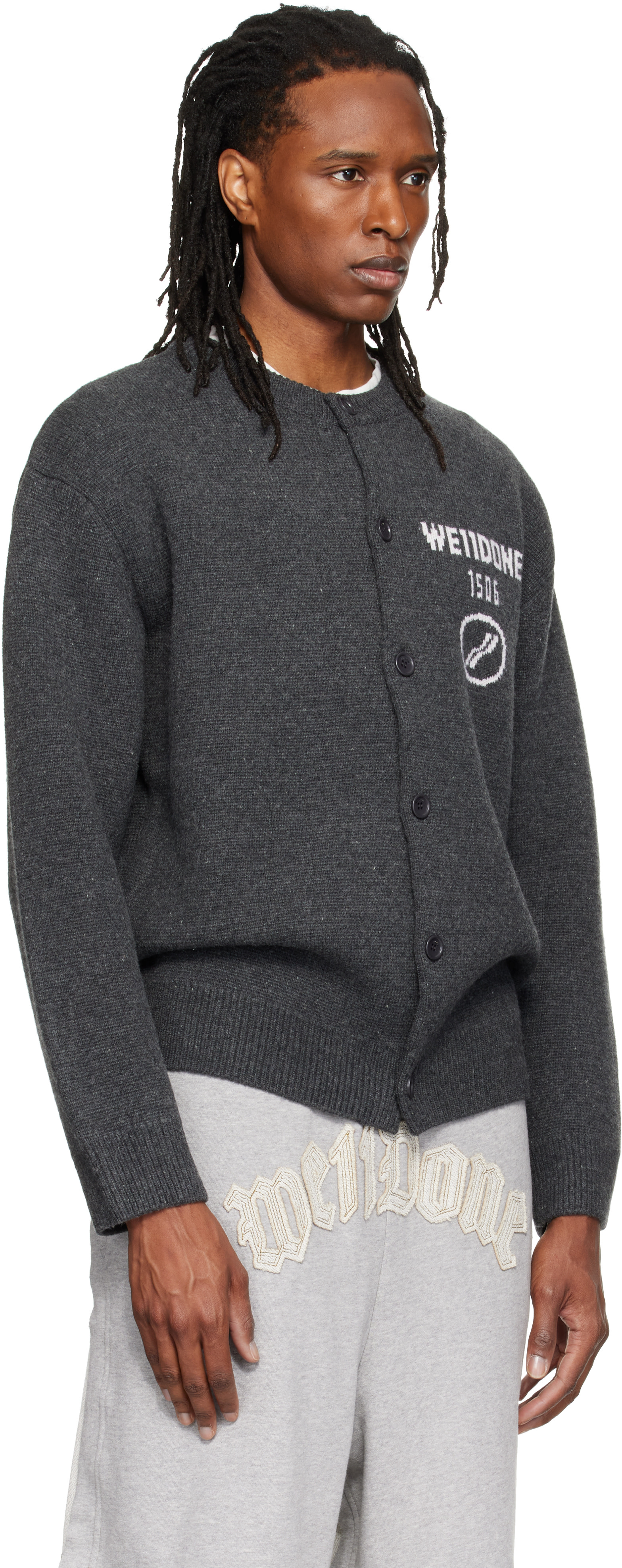 We11done - Cardigan gris à logos