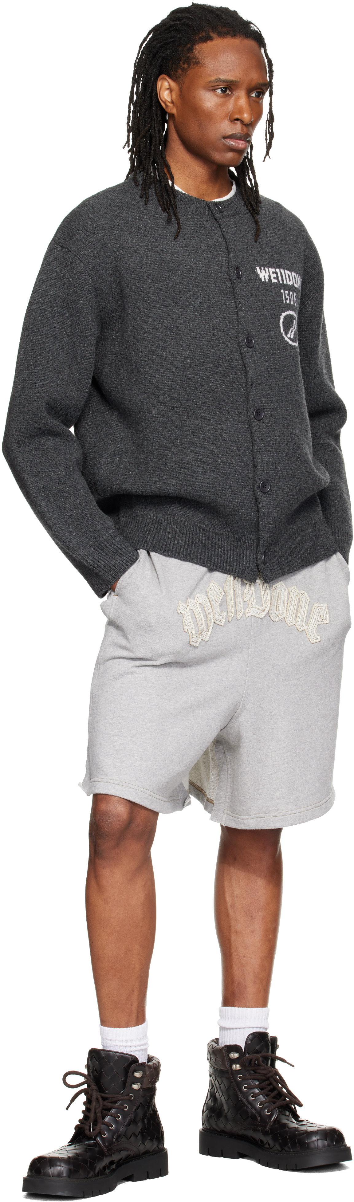 We11done - Cardigan gris à logos