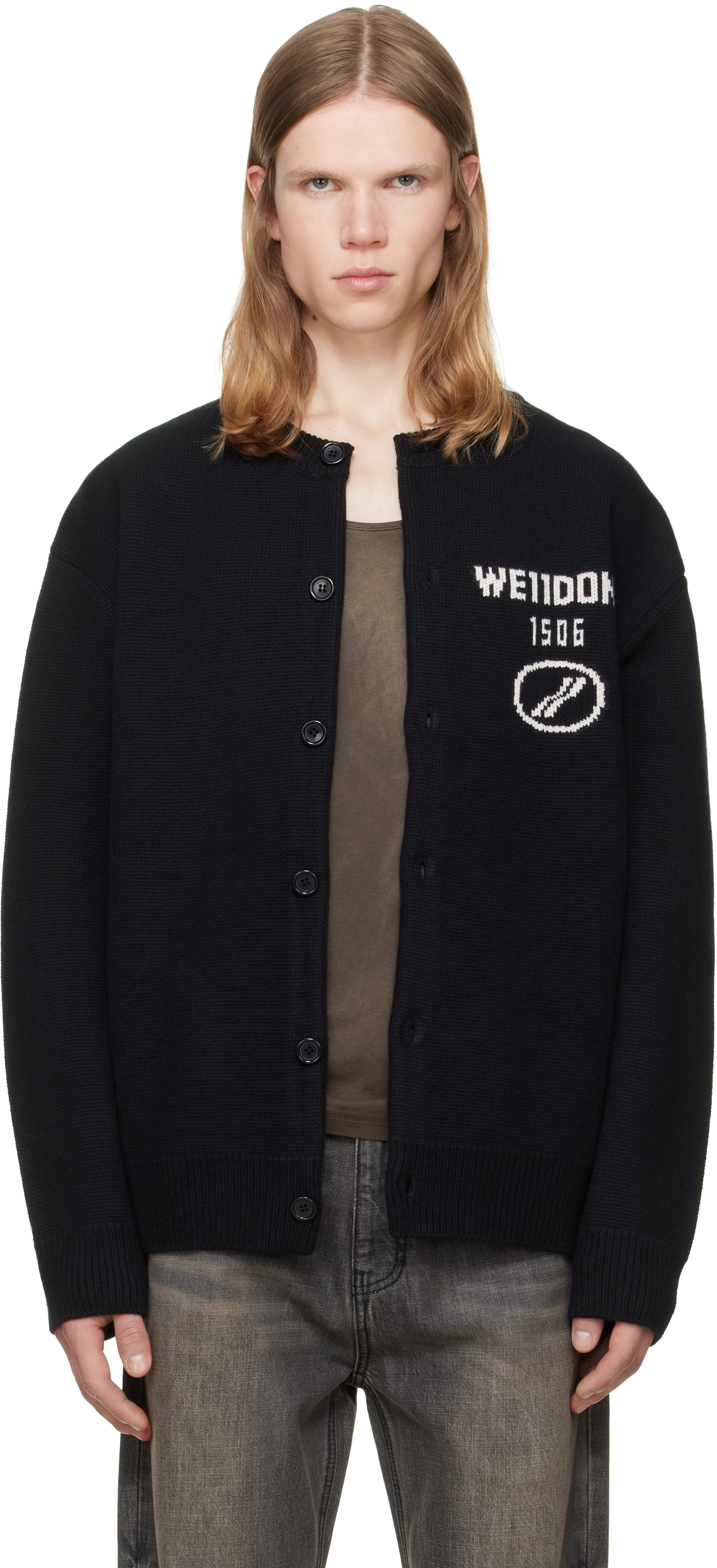 We11done - Cardigan noir à logo