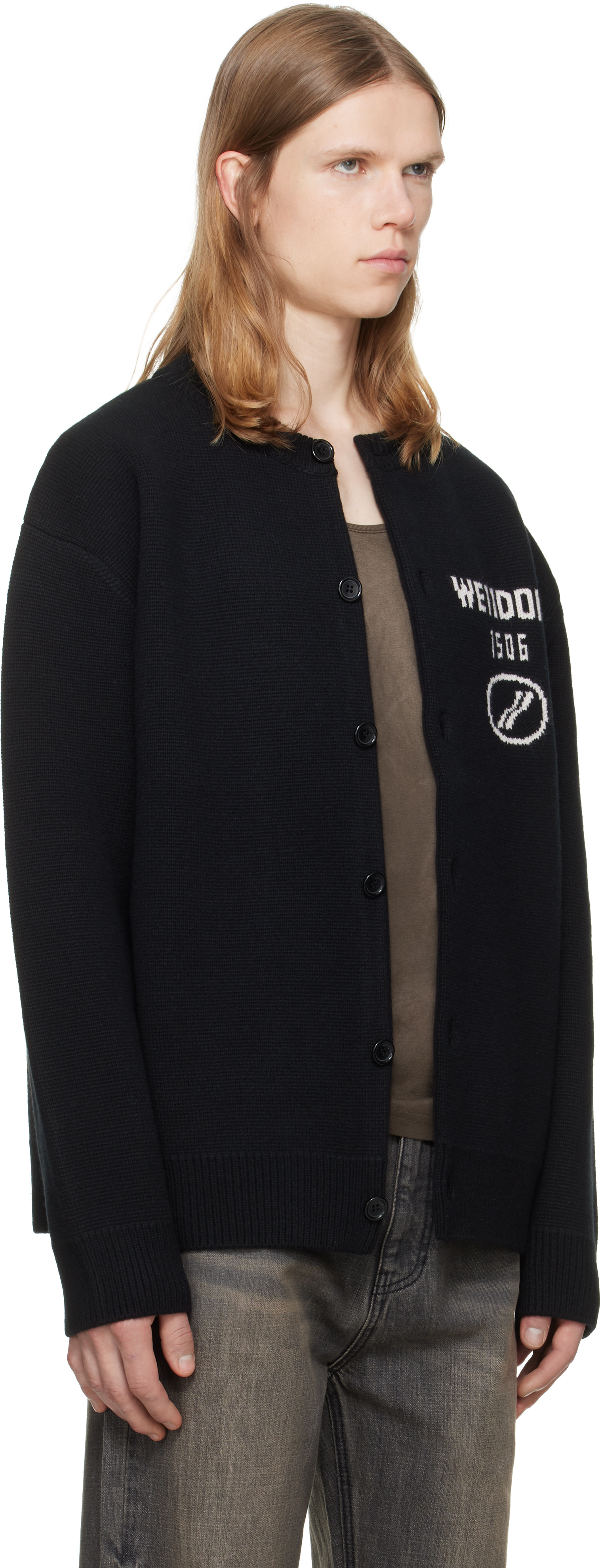 We11done - Cardigan noir à logo