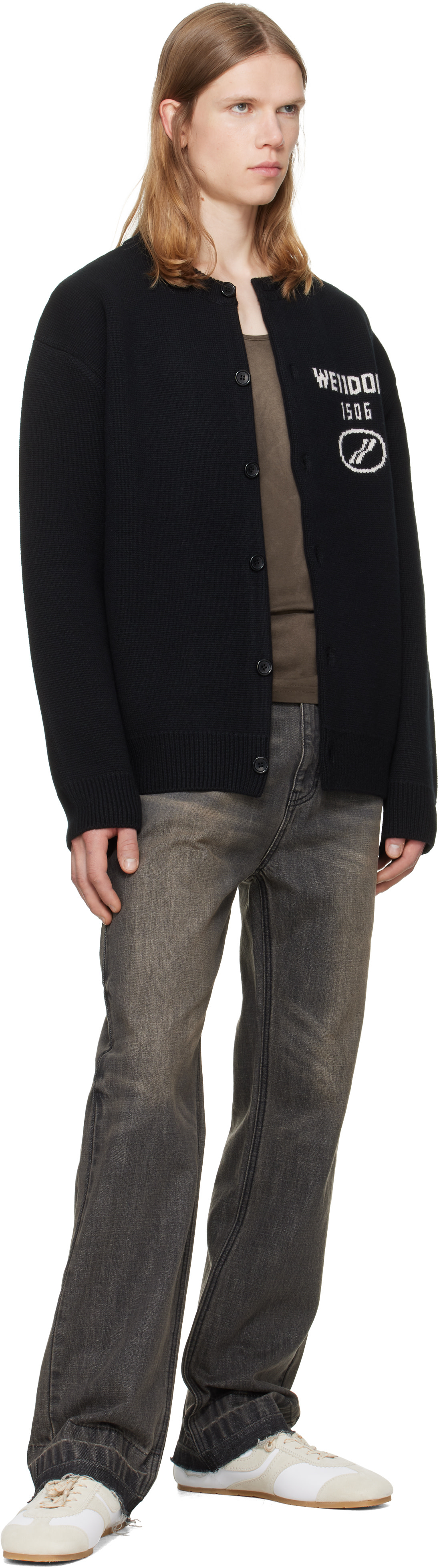 We11done - Cardigan noir à logo