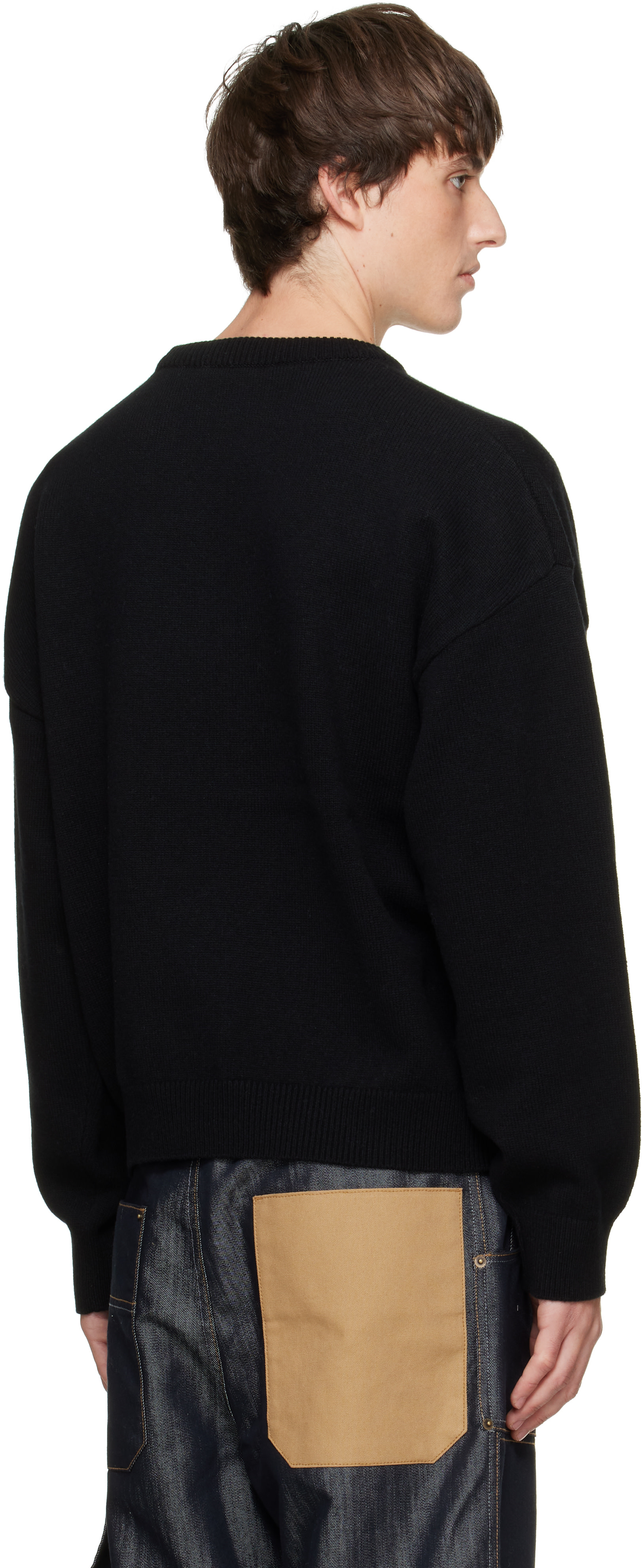 We11done - Black Wide-Fit '1506' Logo Pullover Sweater