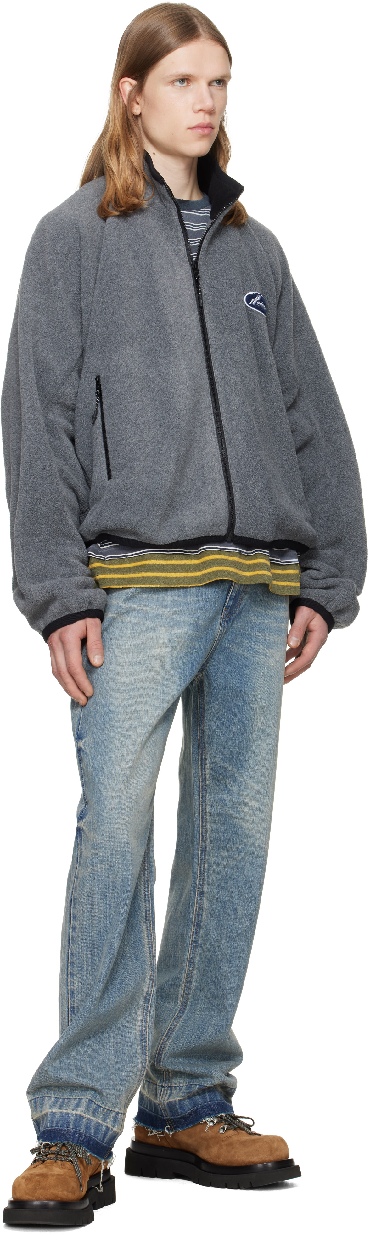 We11done - Blouson gris en molleton à glissière