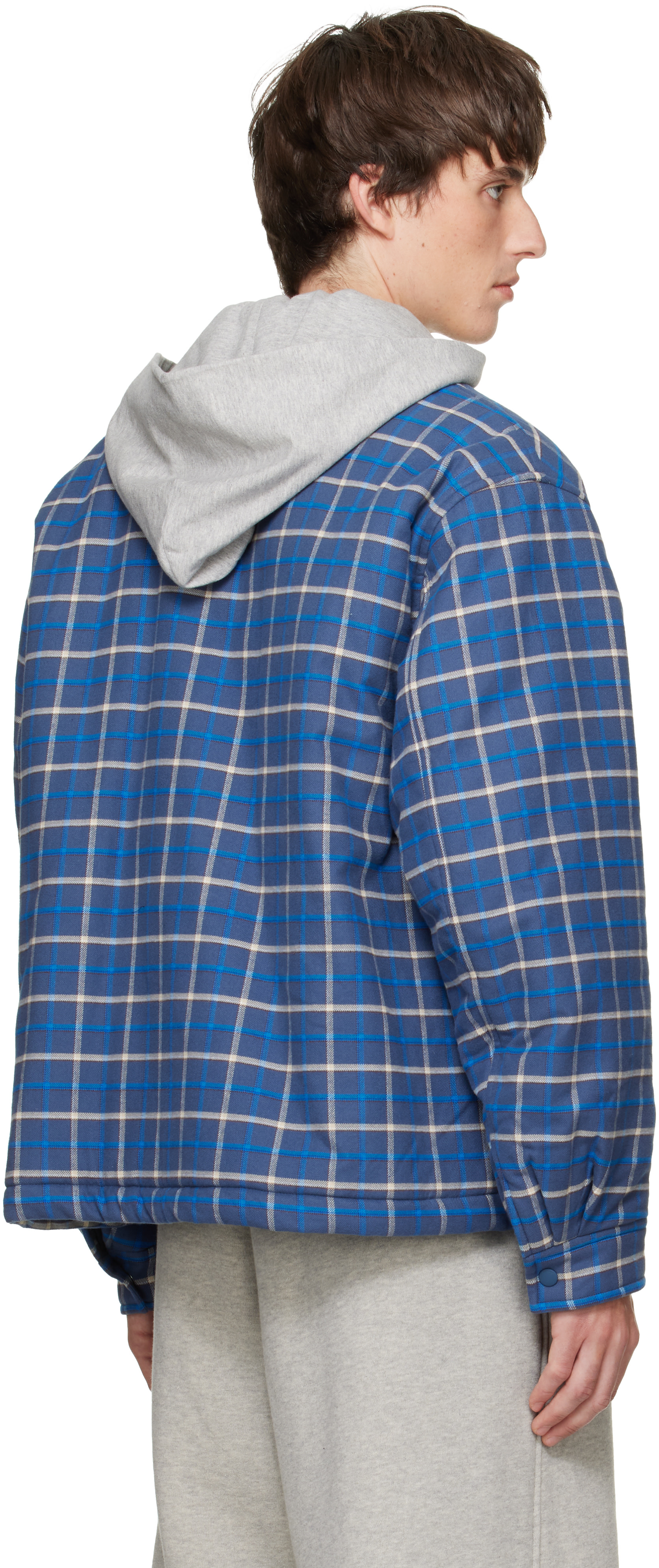 We11done - Blouson-chemise bleu à capuche