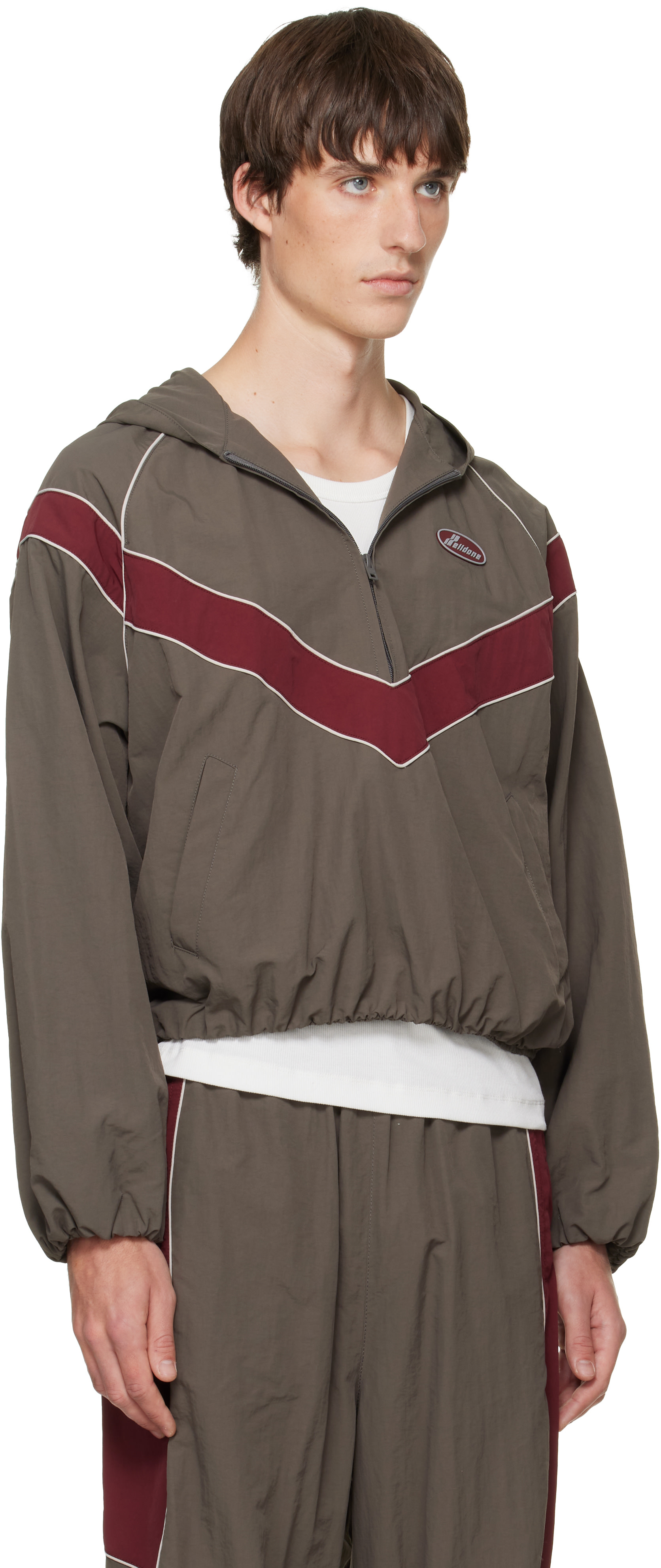 We11done: Gray Sporty Half-Zip Hoodie | SSENSE