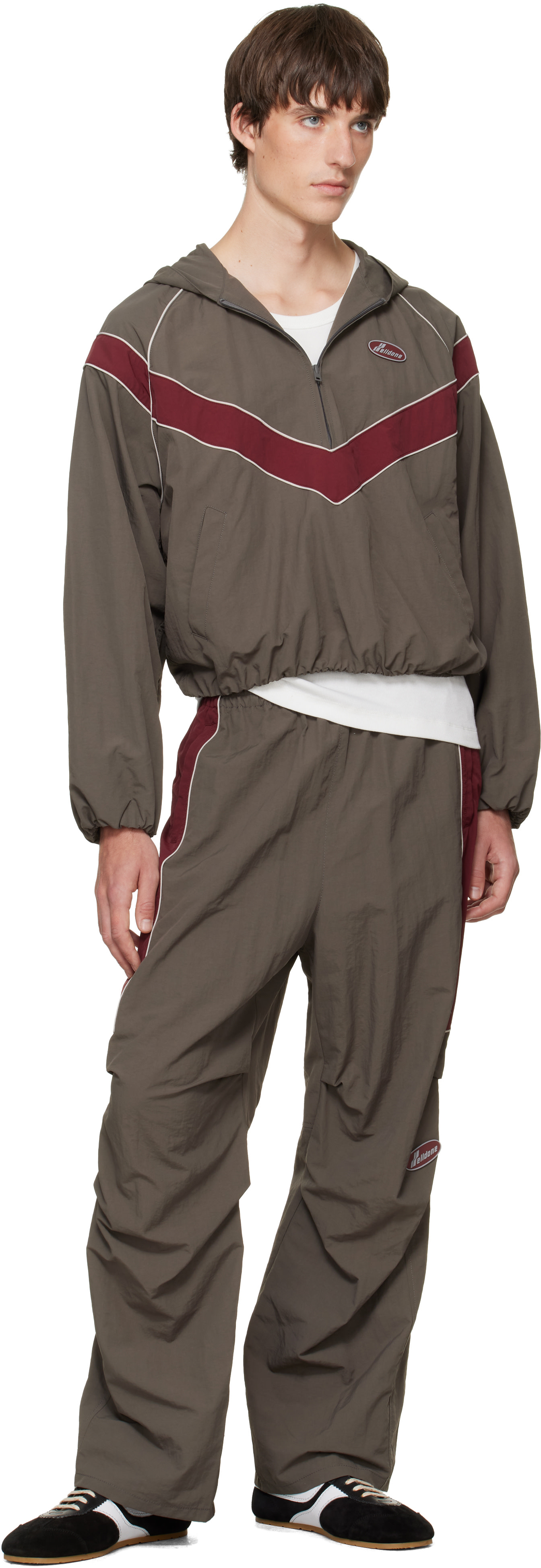 ウェンディ We11done: Gray Sporty Half-Zip Hoodie | SSENSE