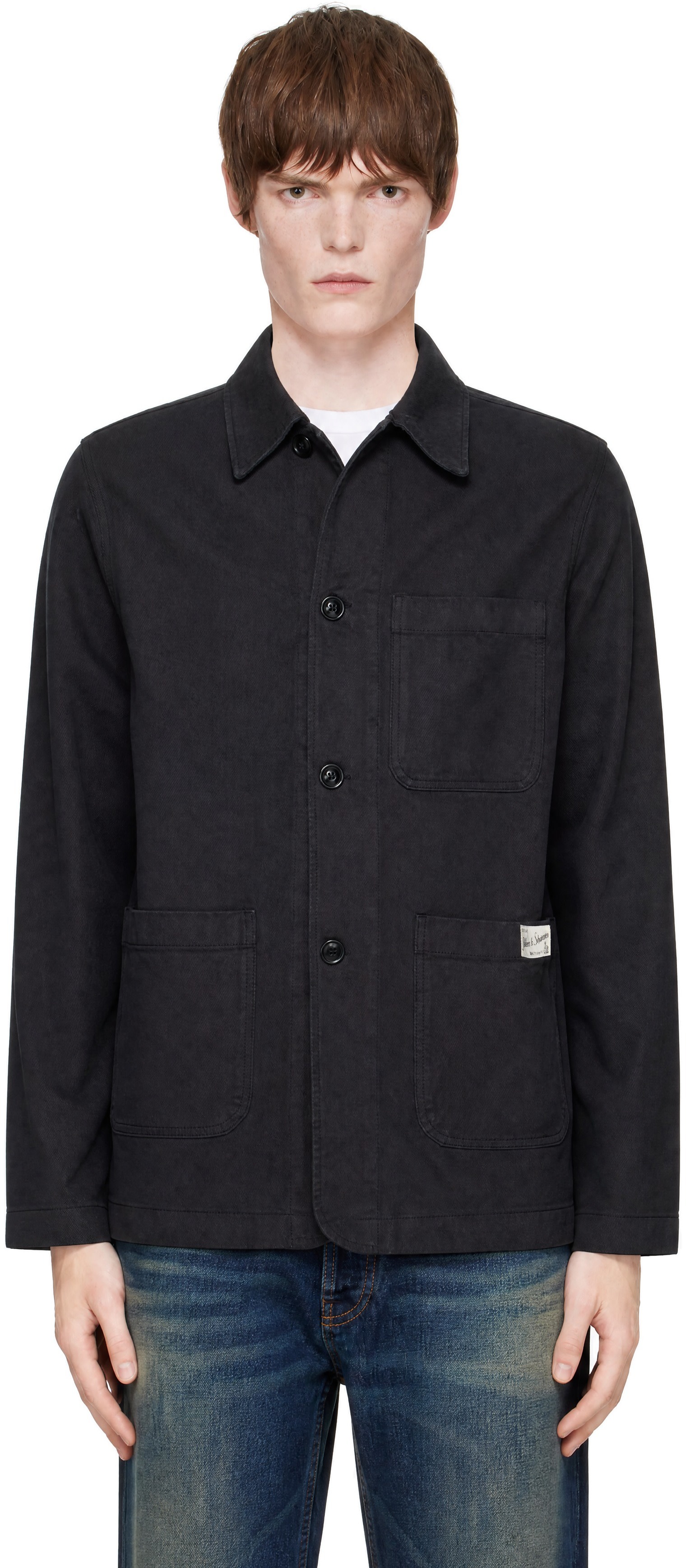Merz b. Schwanen - Black Cotton Twill Worker's Jacket