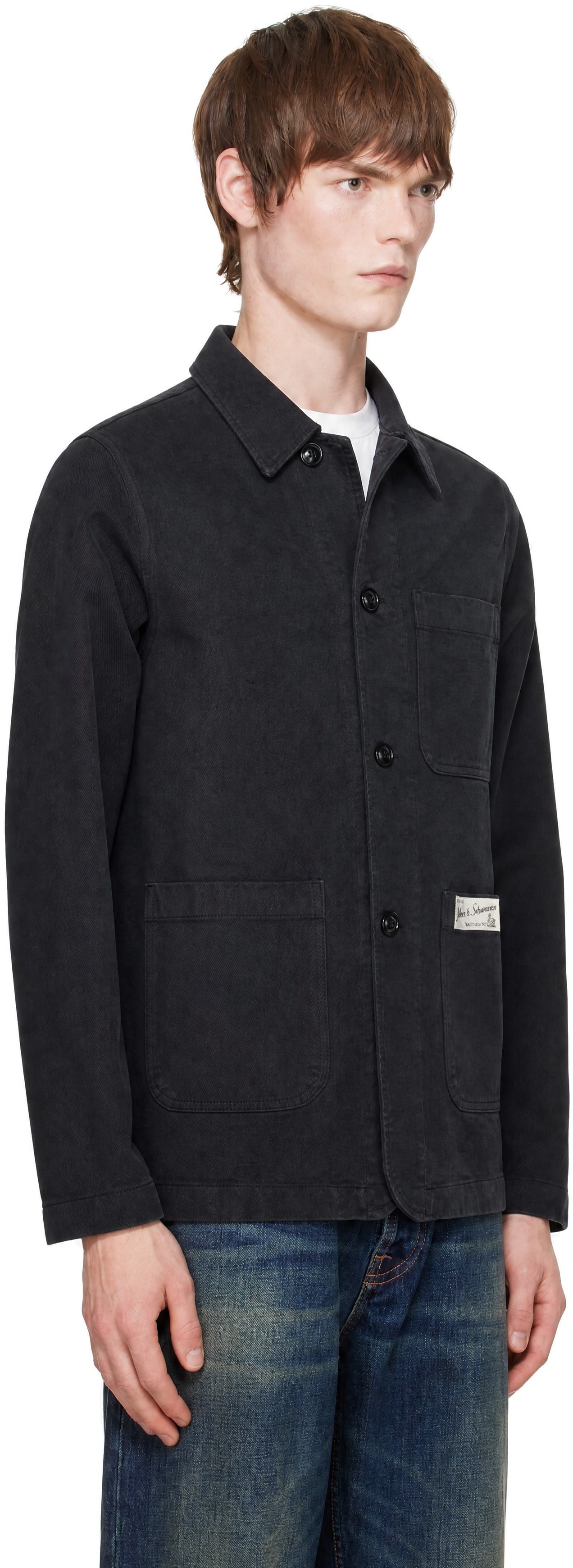 Merz b. Schwanen - Black Cotton Twill Worker's Jacket