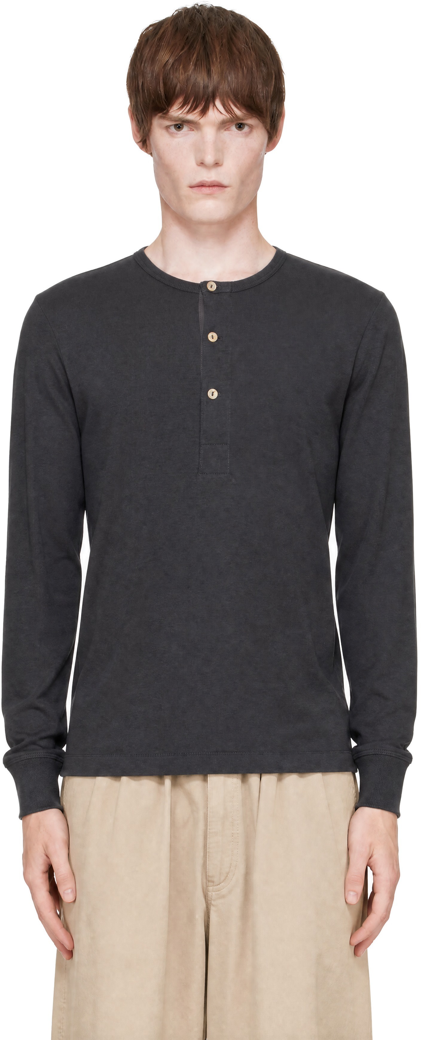 Merz b. Schwanen: Gray 2M06 Refined Fit Long Sleeve Henley | SSENSE