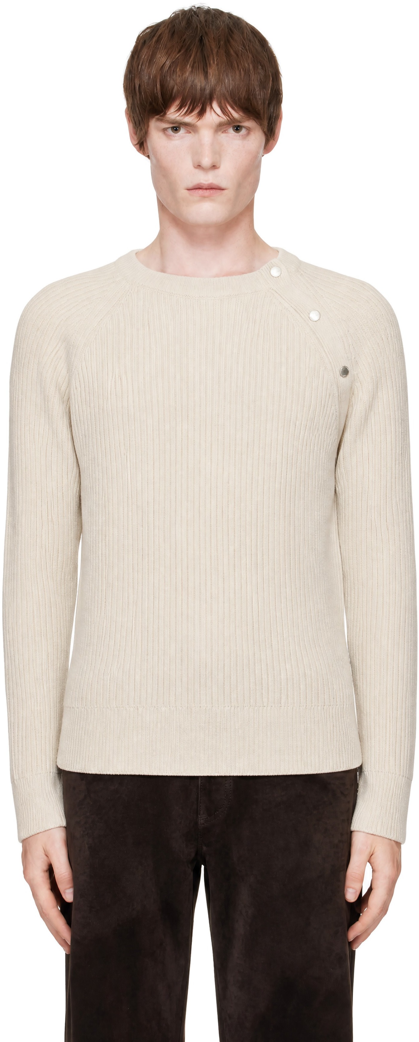 CARRER - Pull Pier beige à boutons-pression