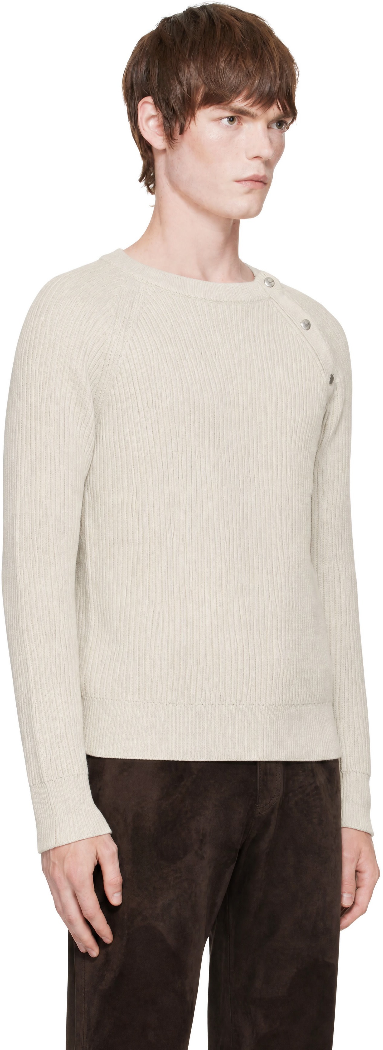 CARRER - Pull Pier beige à boutons-pression