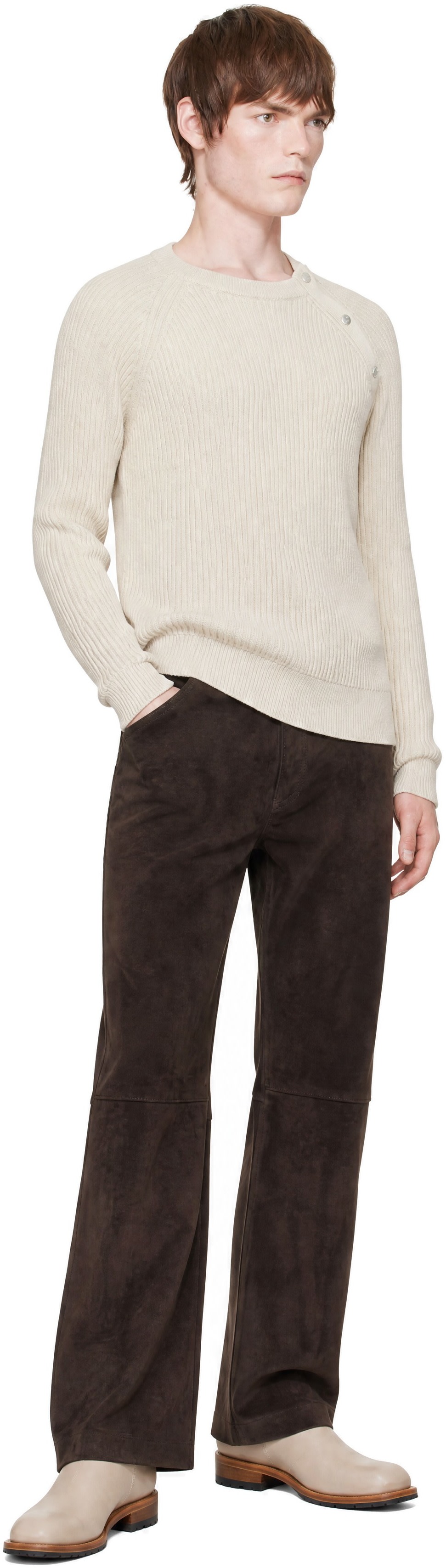 CARRER - Pull Pier beige à boutons-pression