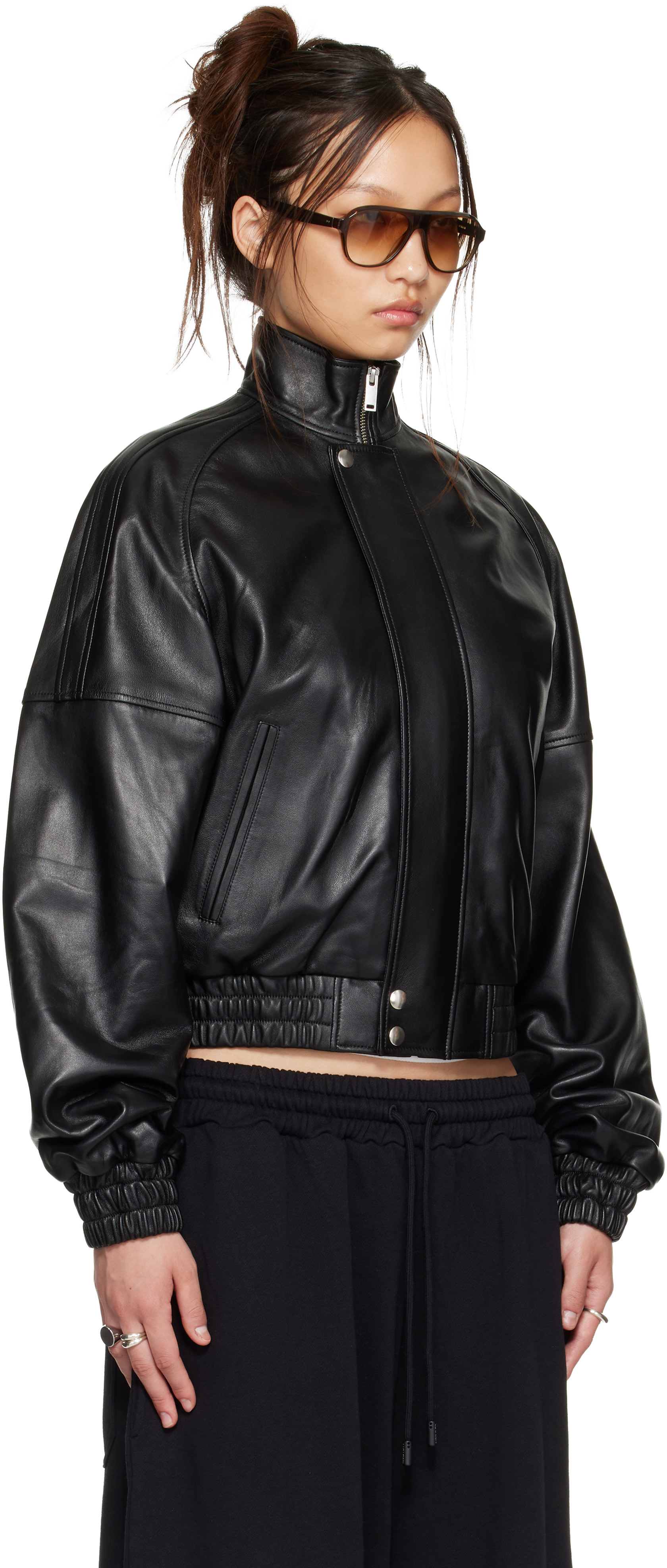 LU’U DAN - Blouson noir en cuir