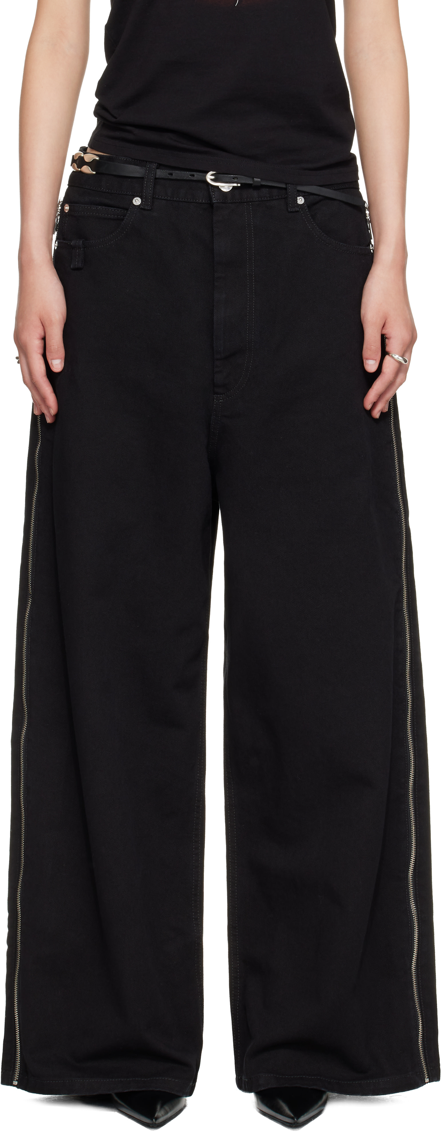 LU'U DAN - Black Side Zip Jeans