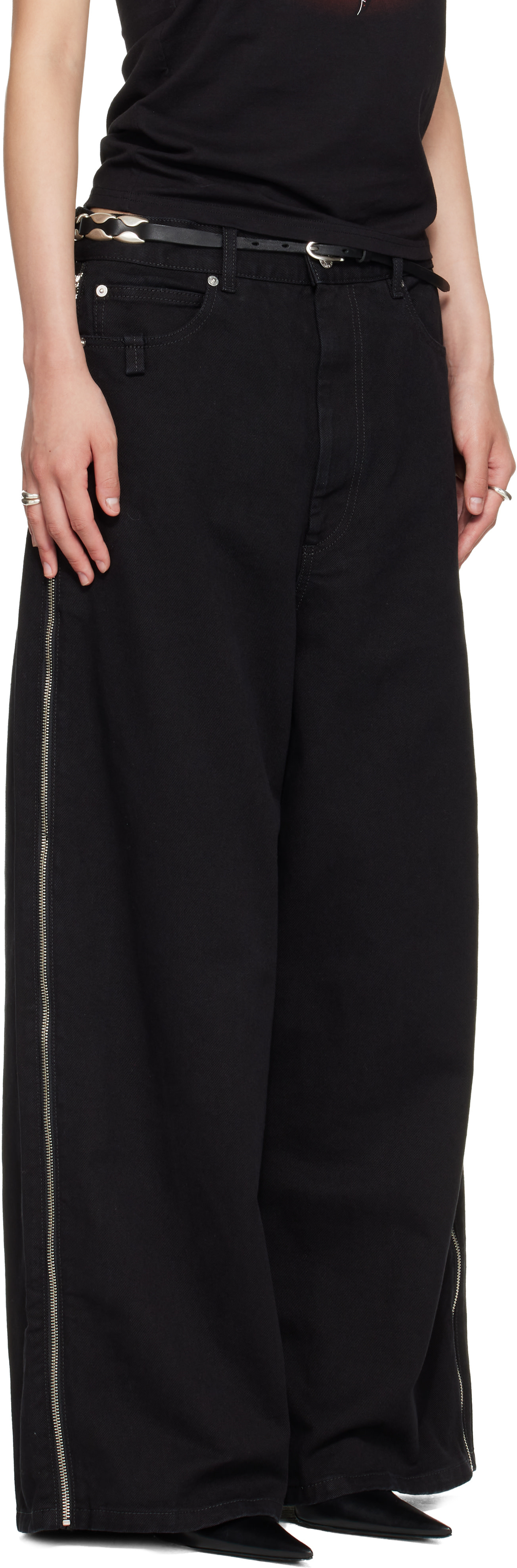 LU'U DAN - Black Side Zip Jeans