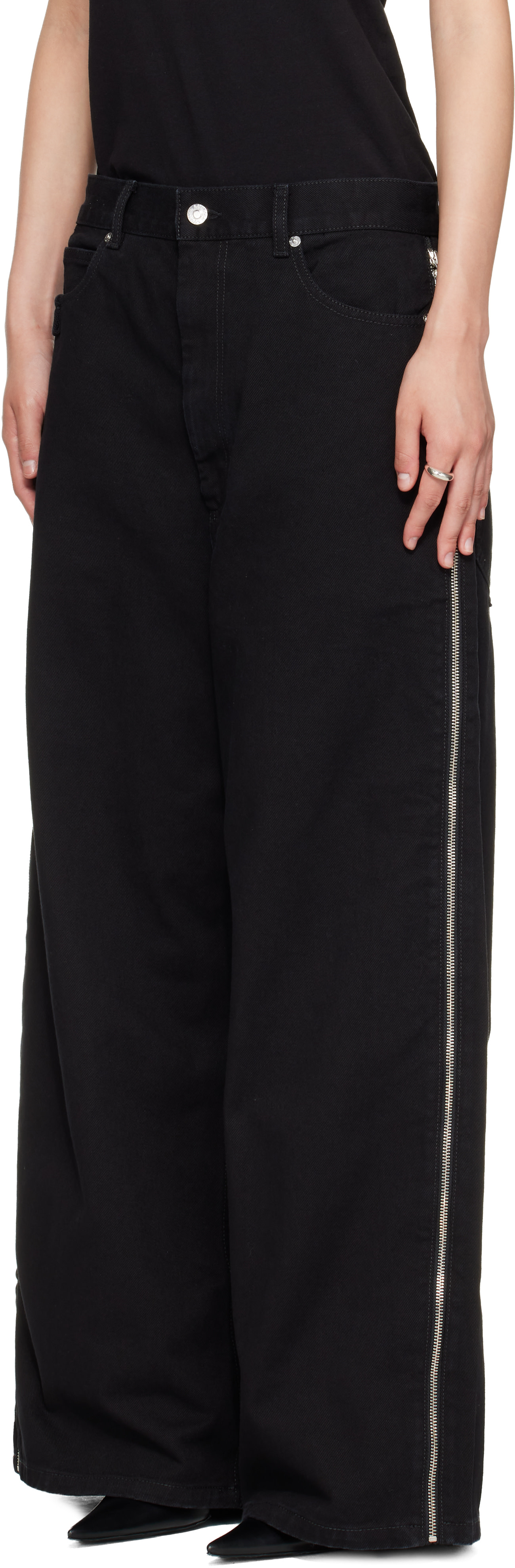 LU'U DAN - Black Side Zip Jeans