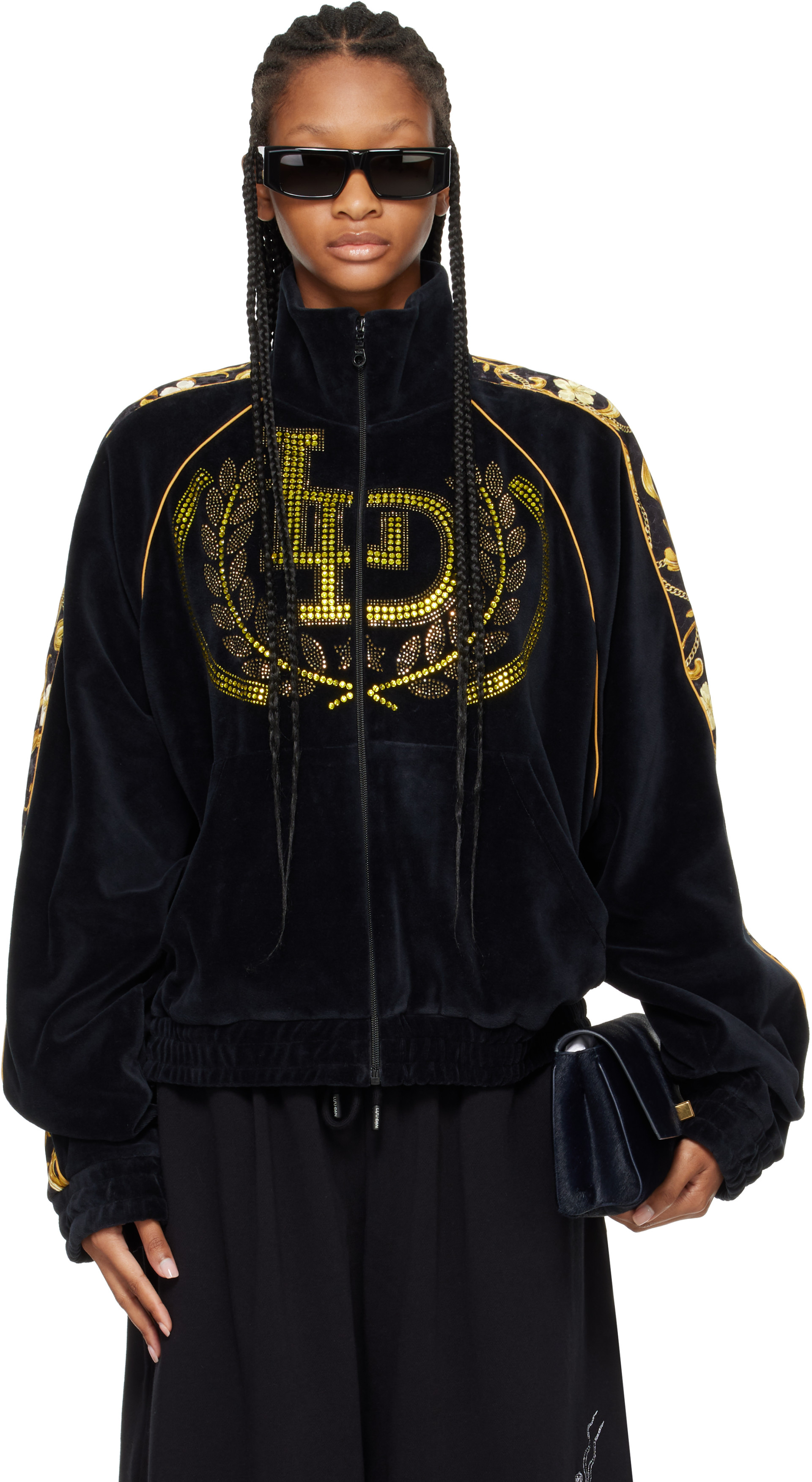LU'U DAN: Black Supa Sleaze Velvet Track Jacket | SSENSE