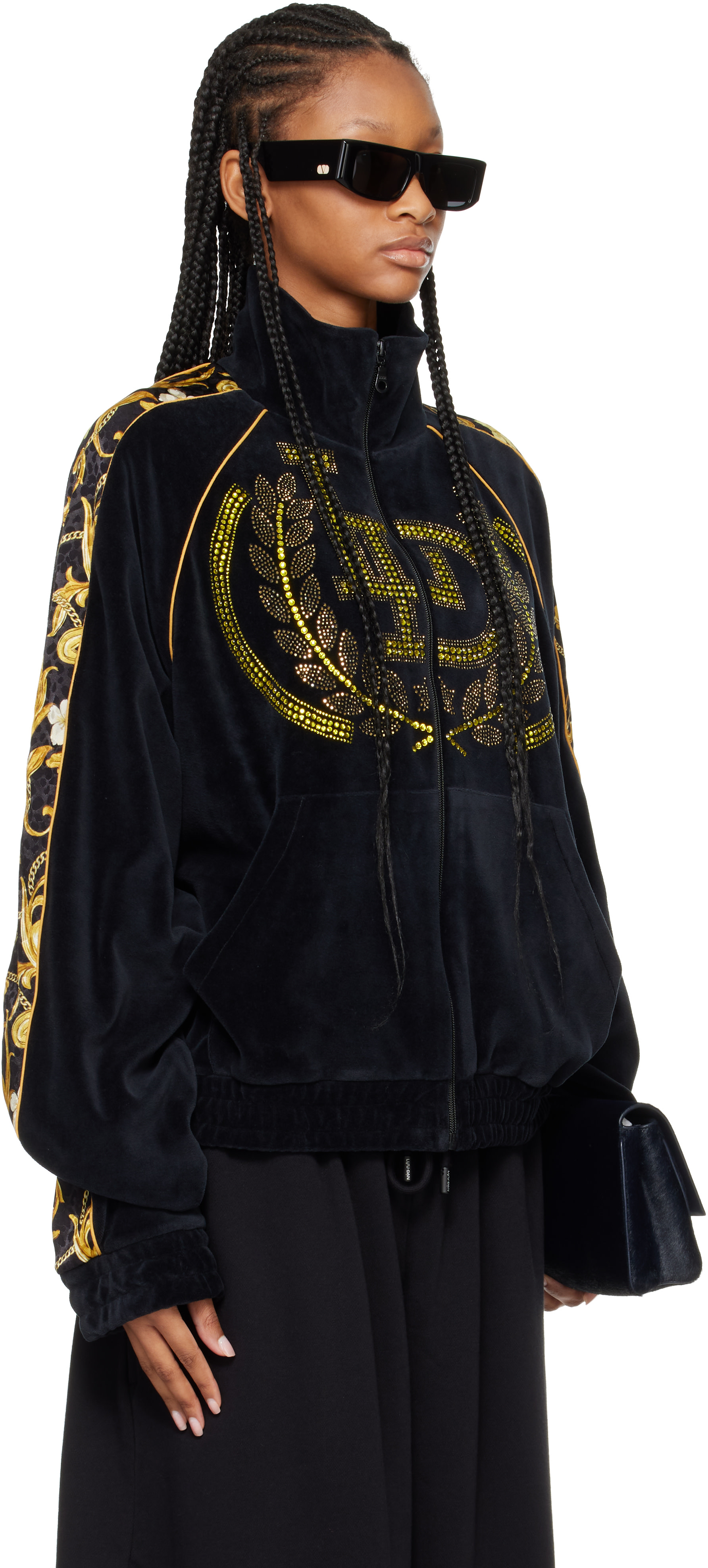 LU'U DAN: Black Supa Sleaze Velvet Track Jacket | SSENSE