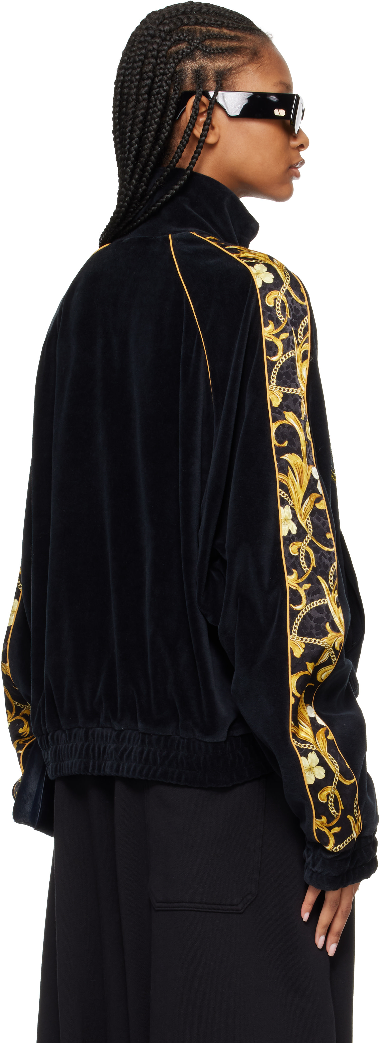 LU'U DAN: Black Supa Sleaze Velvet Track Jacket | SSENSE