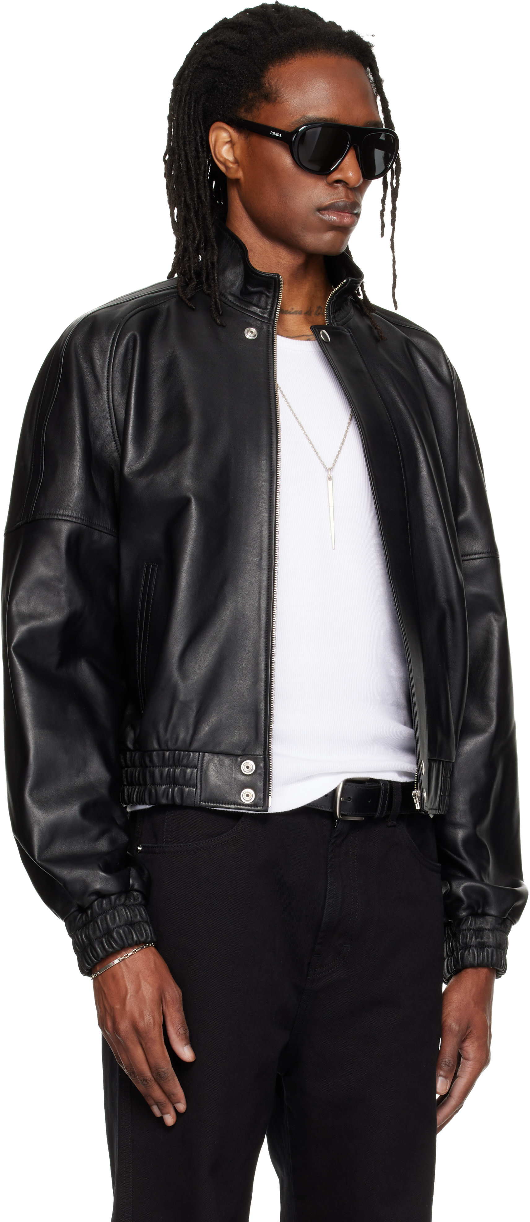 LU’U DAN - Blouson noir en cuir