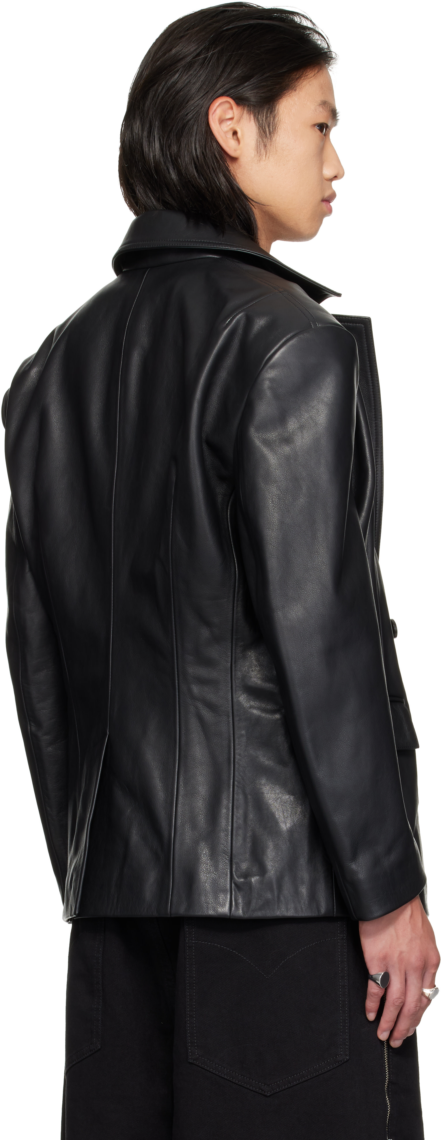 LU'U DAN - Black Cinched Leather Blazer