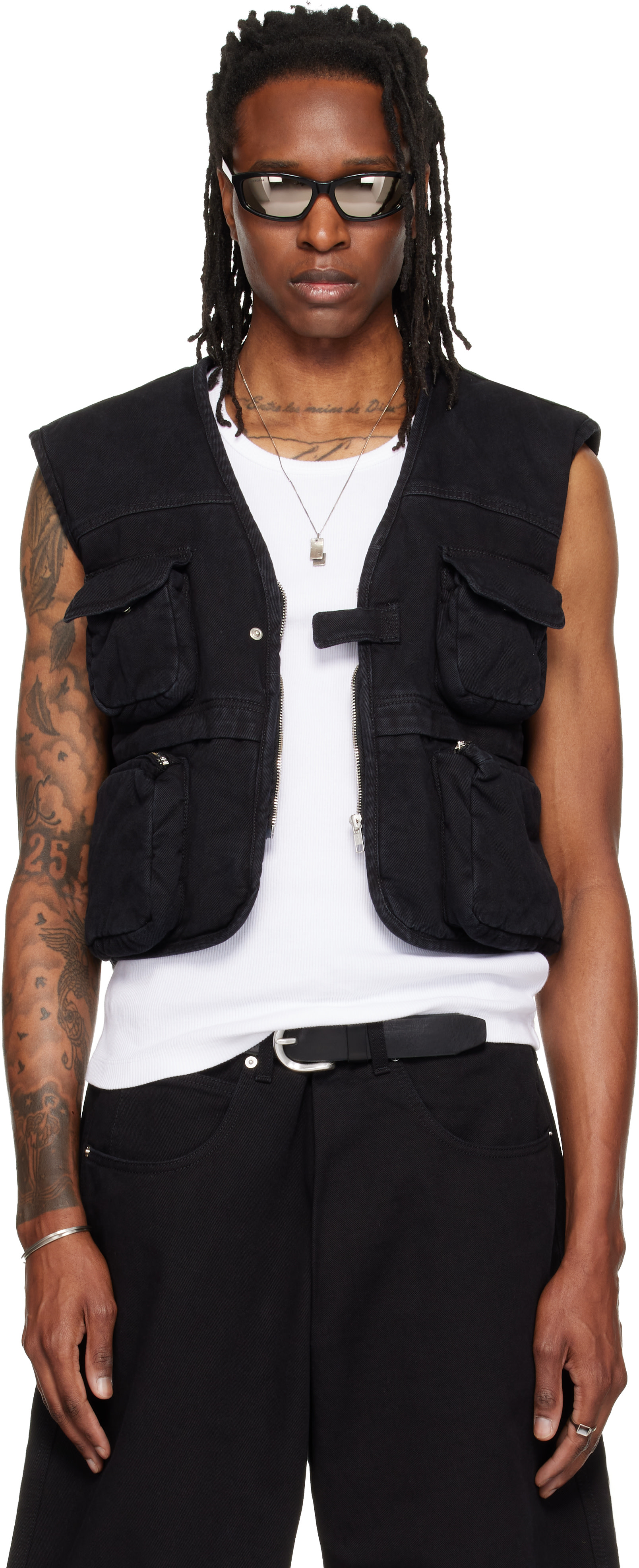 LU’U DAN - Veste cargo ouatinée noire