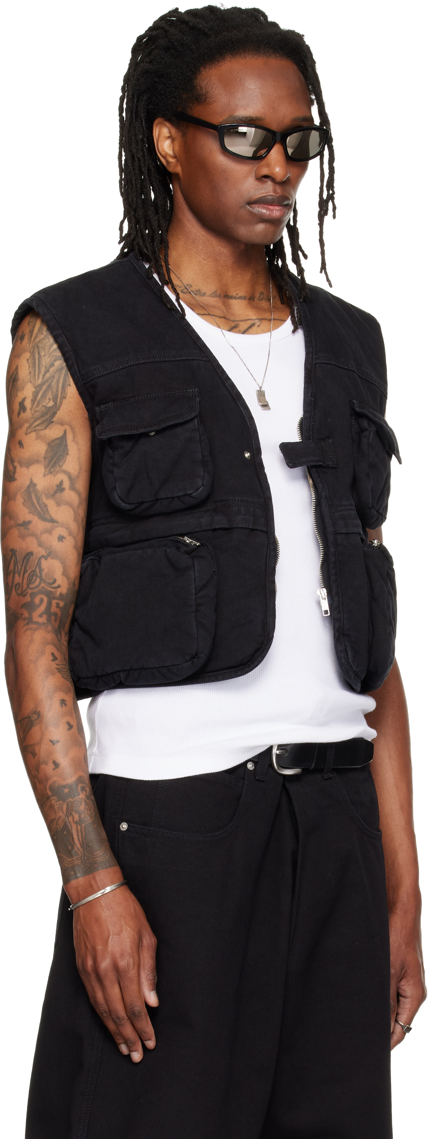 LU’U DAN - Veste cargo ouatinée noire