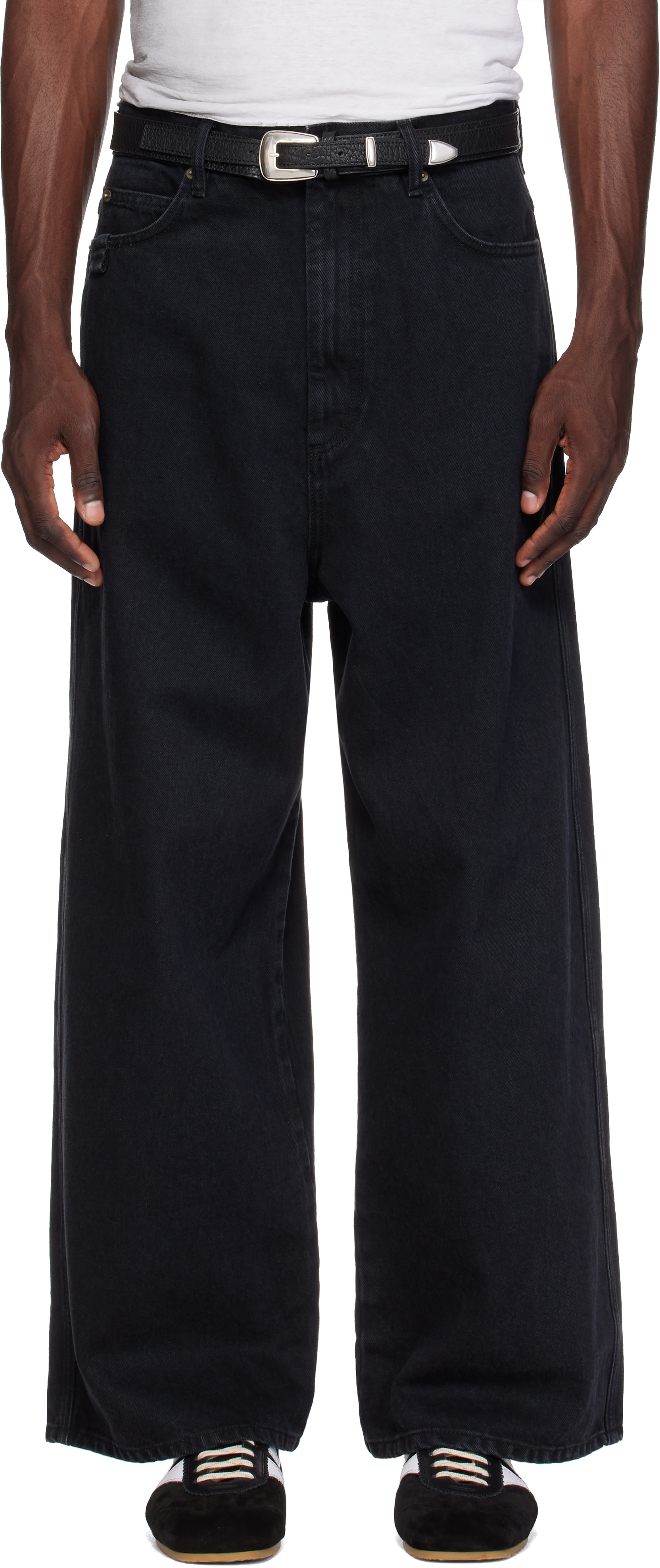 LU'U DAN: Black Blacklisted Blue Collar Denim Jeans | SSENSE
