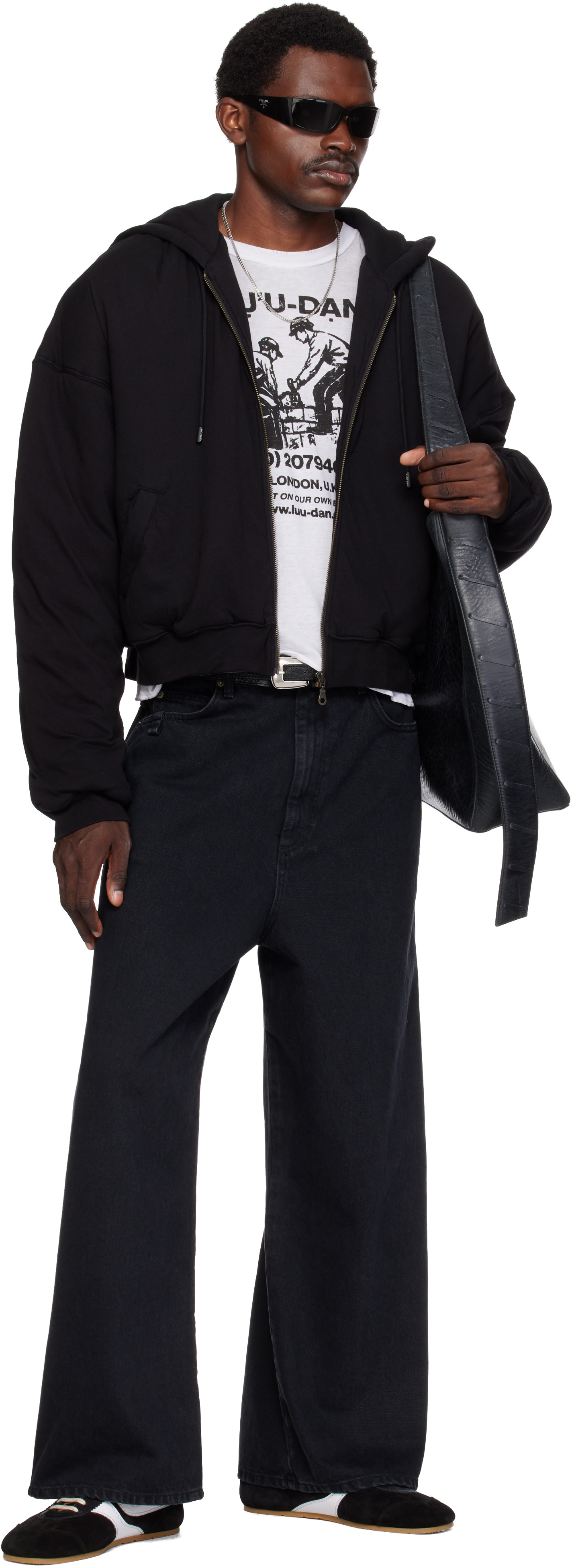 LU'U DAN: Black Blacklisted Blue Collar Denim Jeans | SSENSE