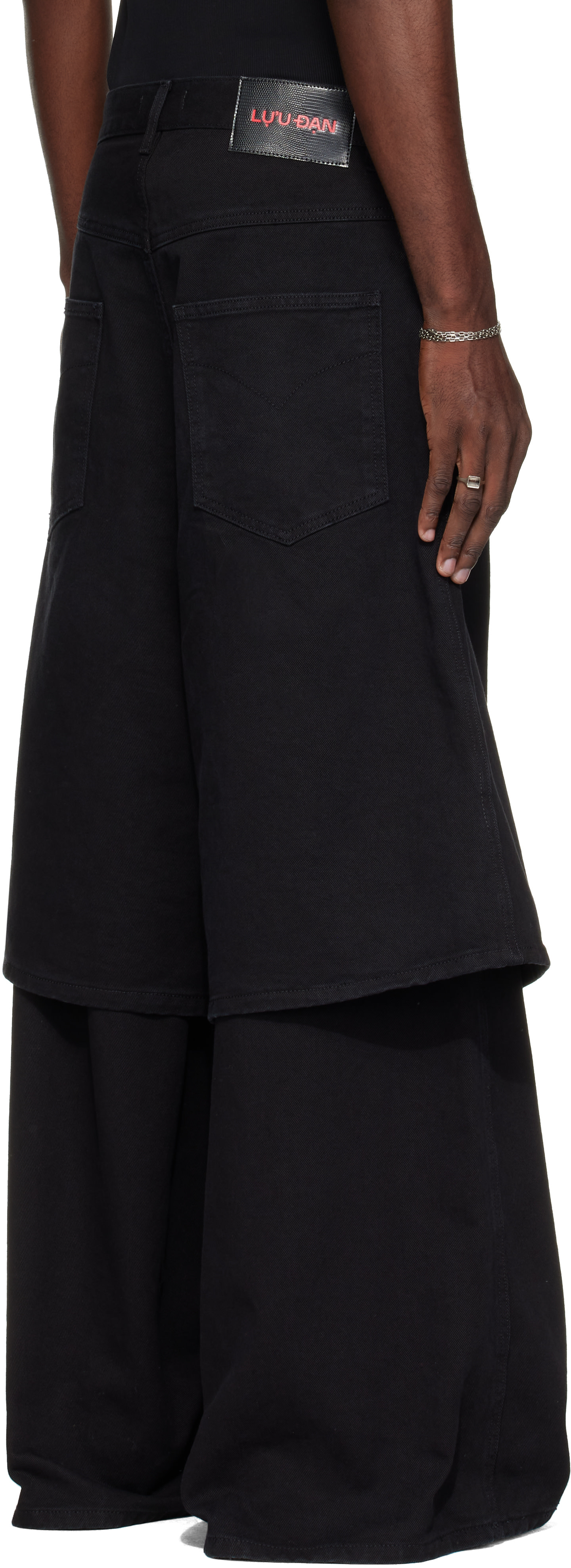 LU'U DAN - Black Double-Deck Denim Jeans