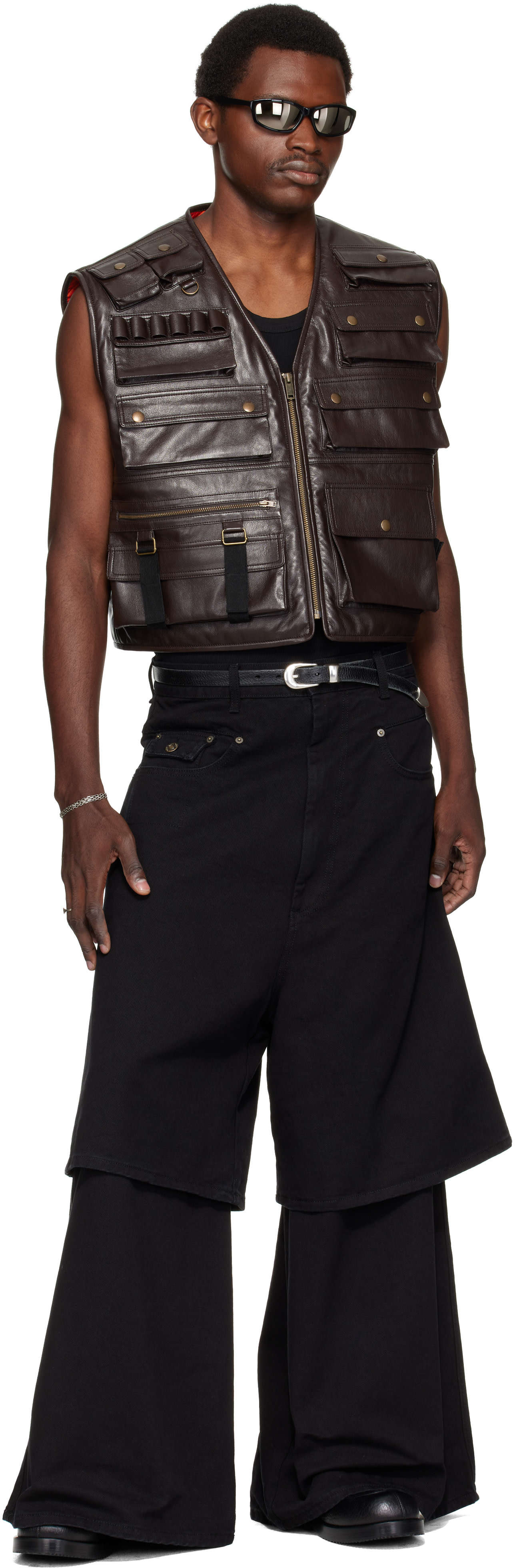 LU'U DAN - Black Double-Deck Denim Jeans