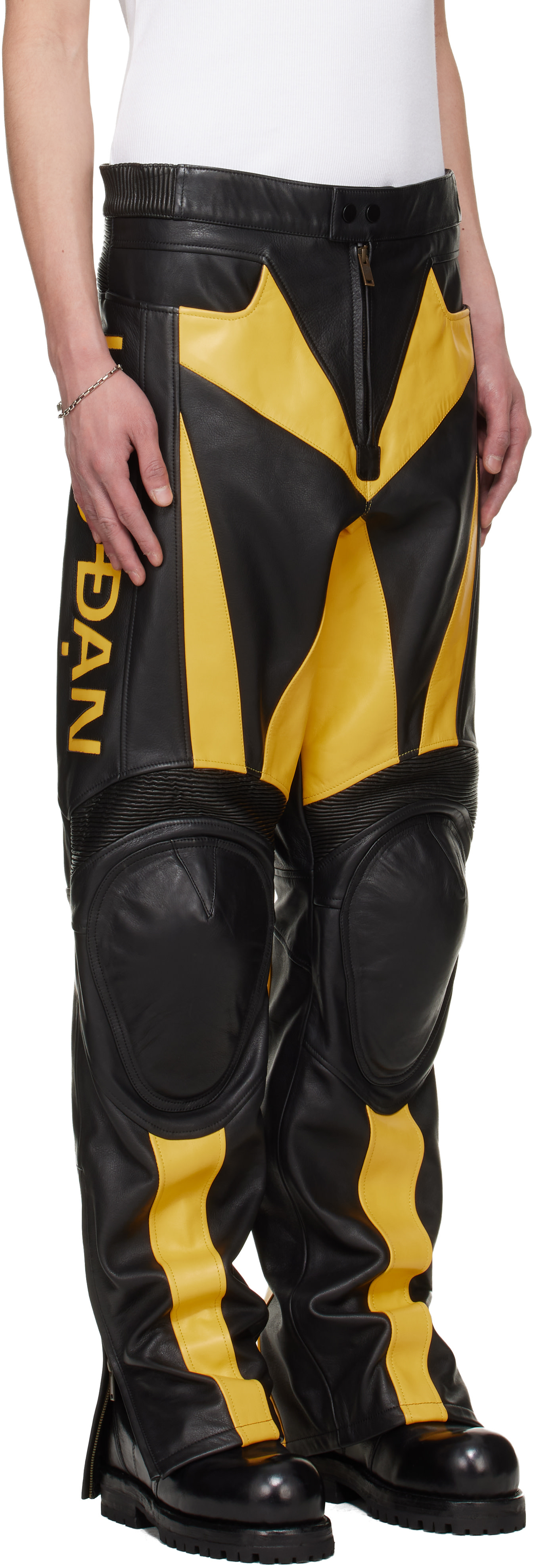LU'U DAN: BRUCE LEE x LỰU ĐẠN Black & Yellow Moto Racing Leather