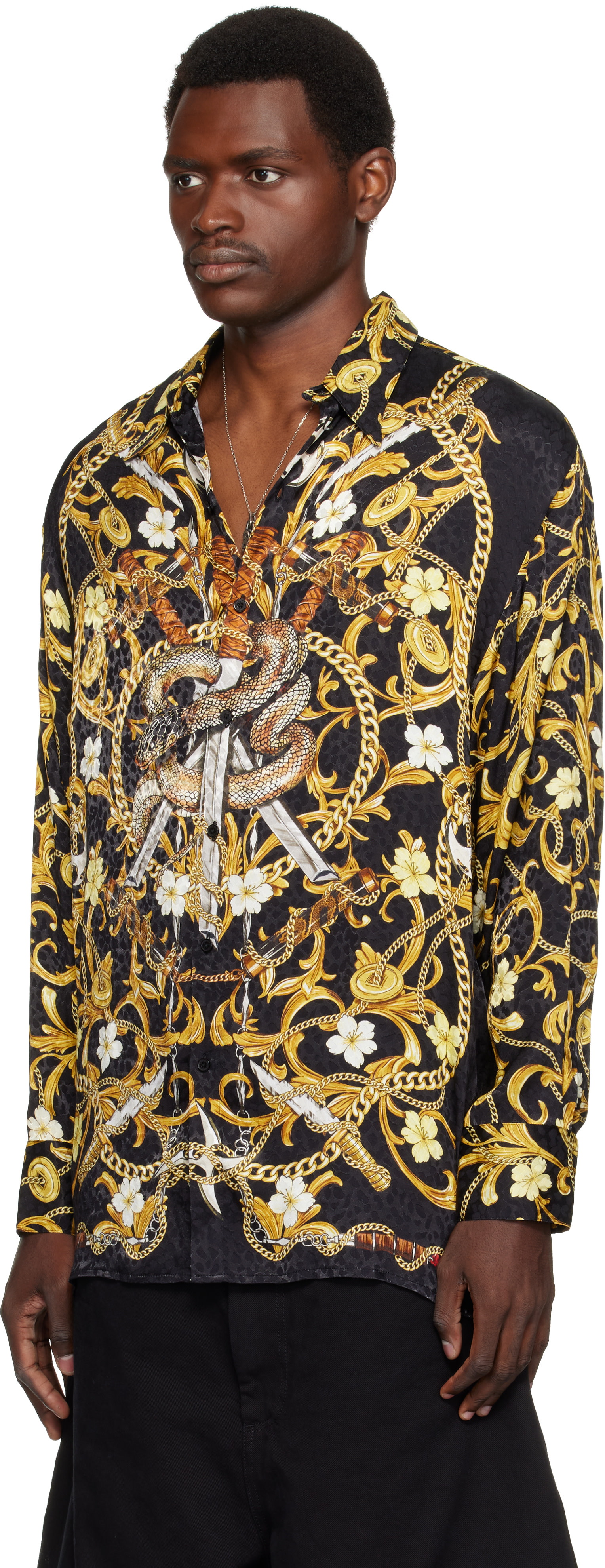LU’U DAN - Chemise ajustée noir et doré
