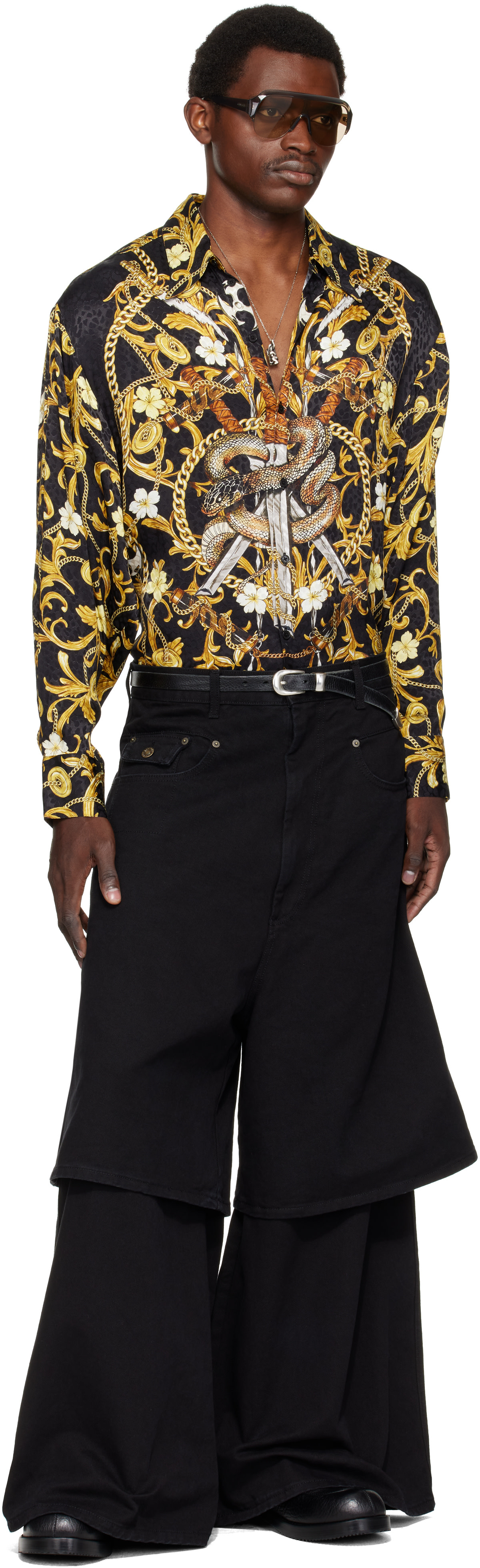 LU’U DAN - Chemise ajustée noir et doré