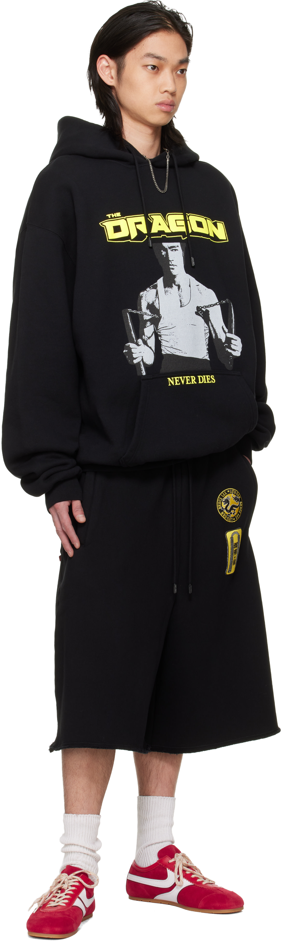 LU'U DAN: BRUCE LEE x LỰU ĐẠN Black Oversized Hoodie | SSENSE